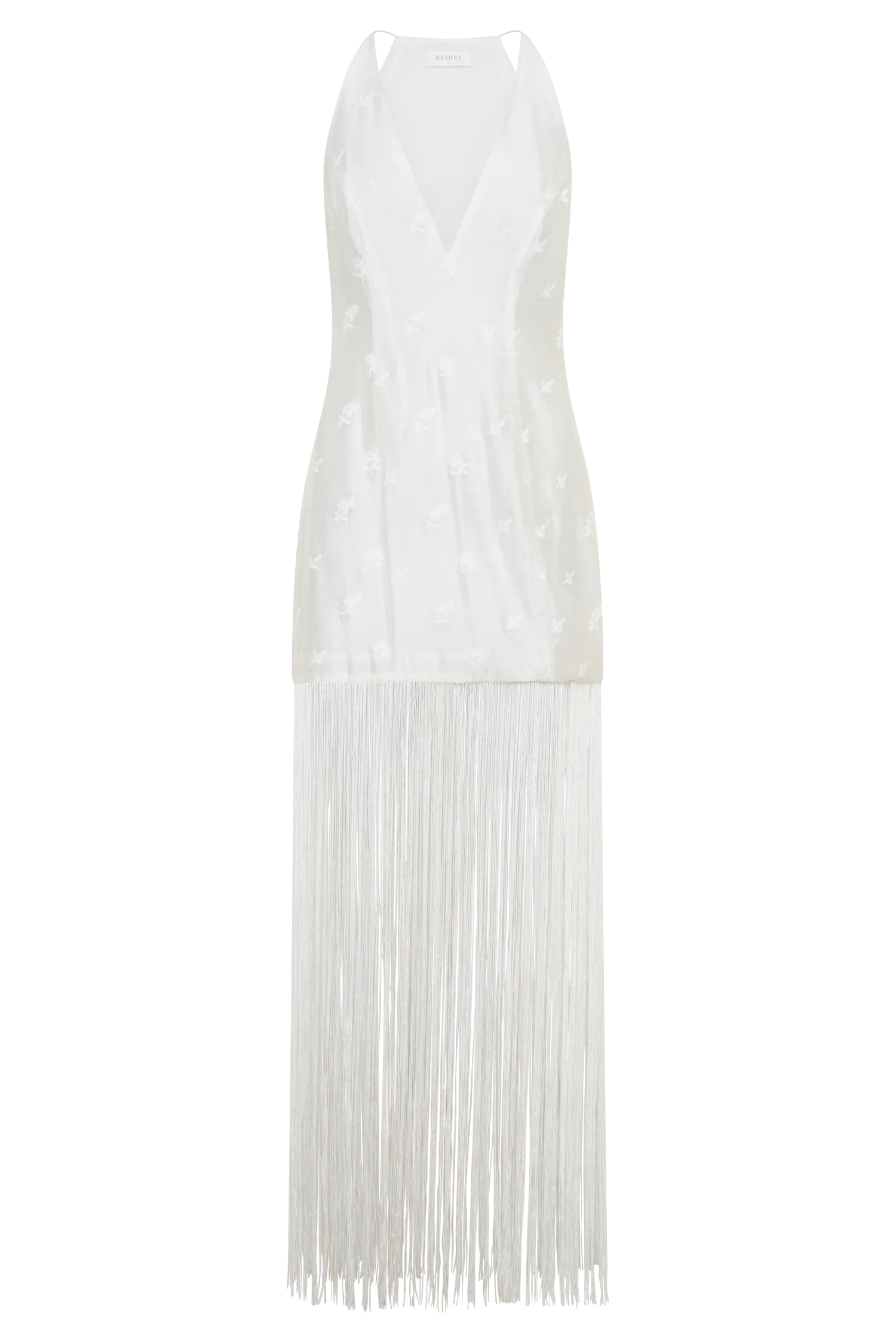 Abigail V Neck Fringe Maxi Dress - White - Image 7