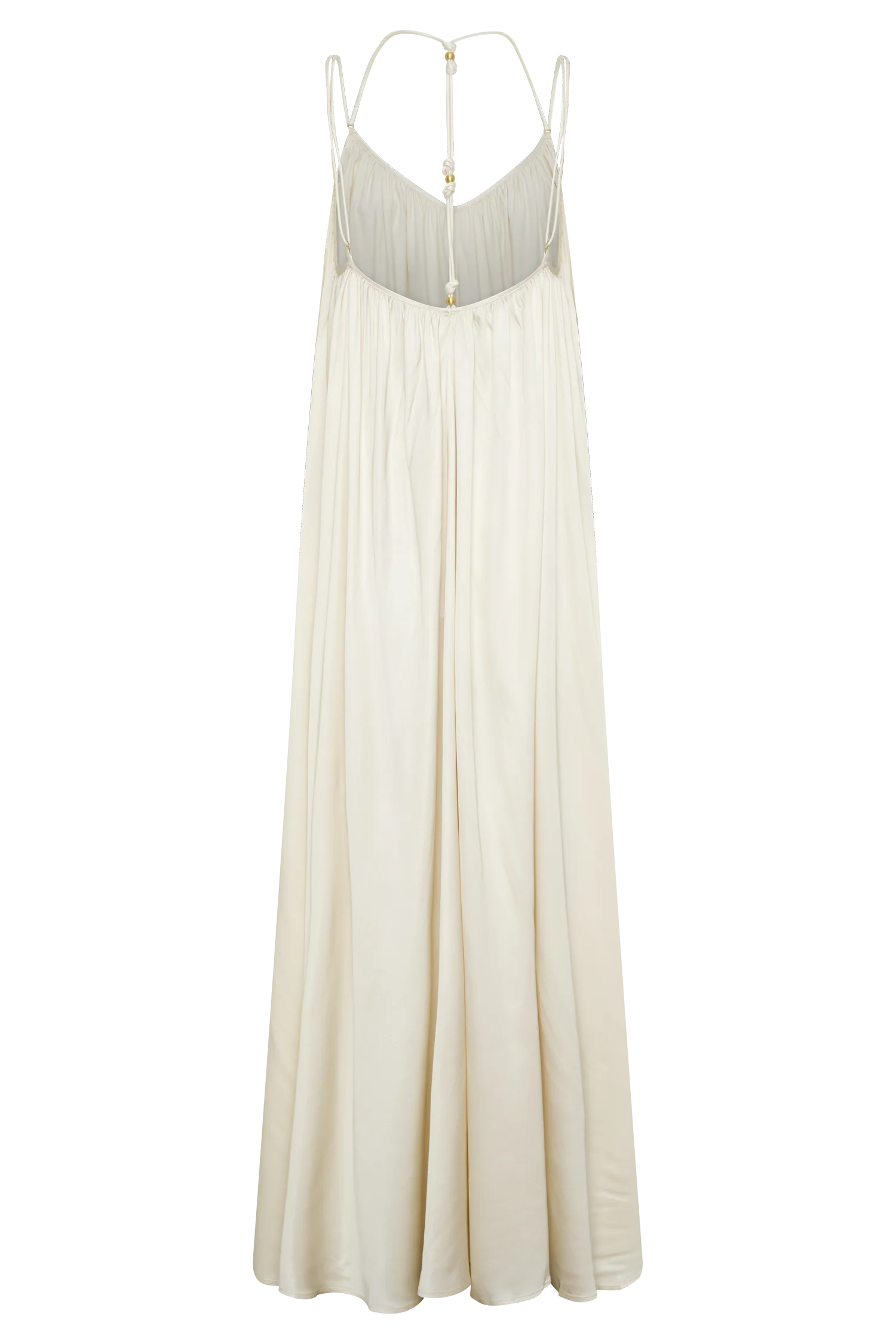 Adriana Satin Gathered Maxi Dress - Buttercream - Image 8