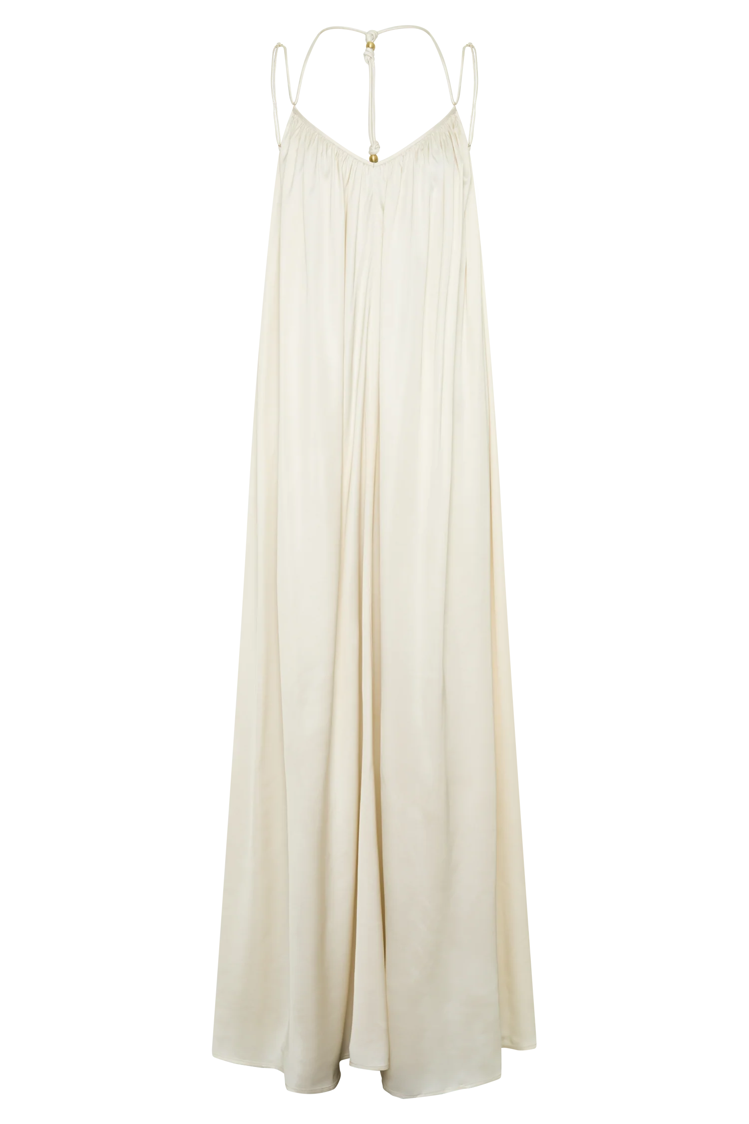 Adriana Satin Gathered Maxi Dress - Buttercream - Image 9