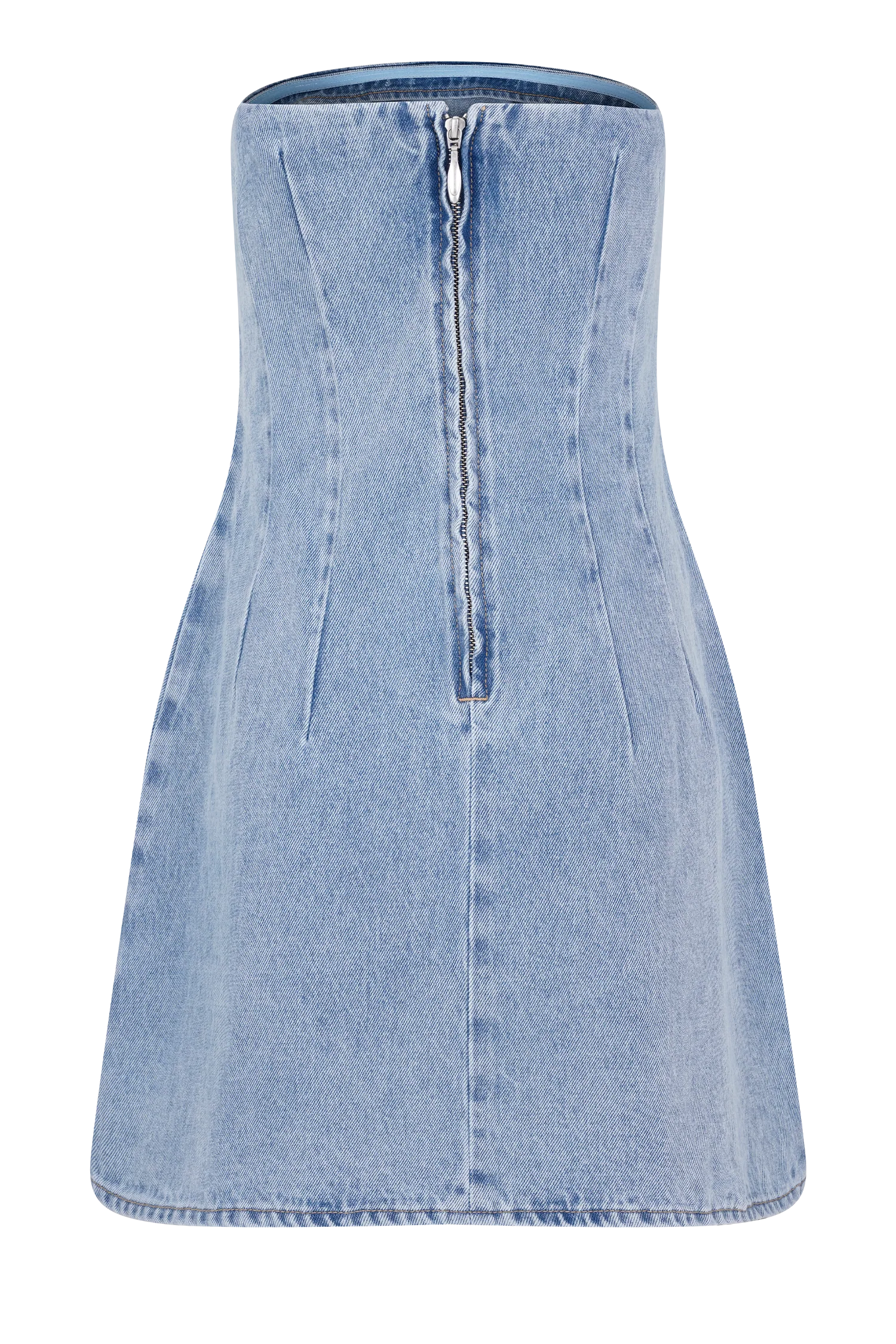 Akira Embroidered Denim Mini Dress - Mid Blue - Image 8