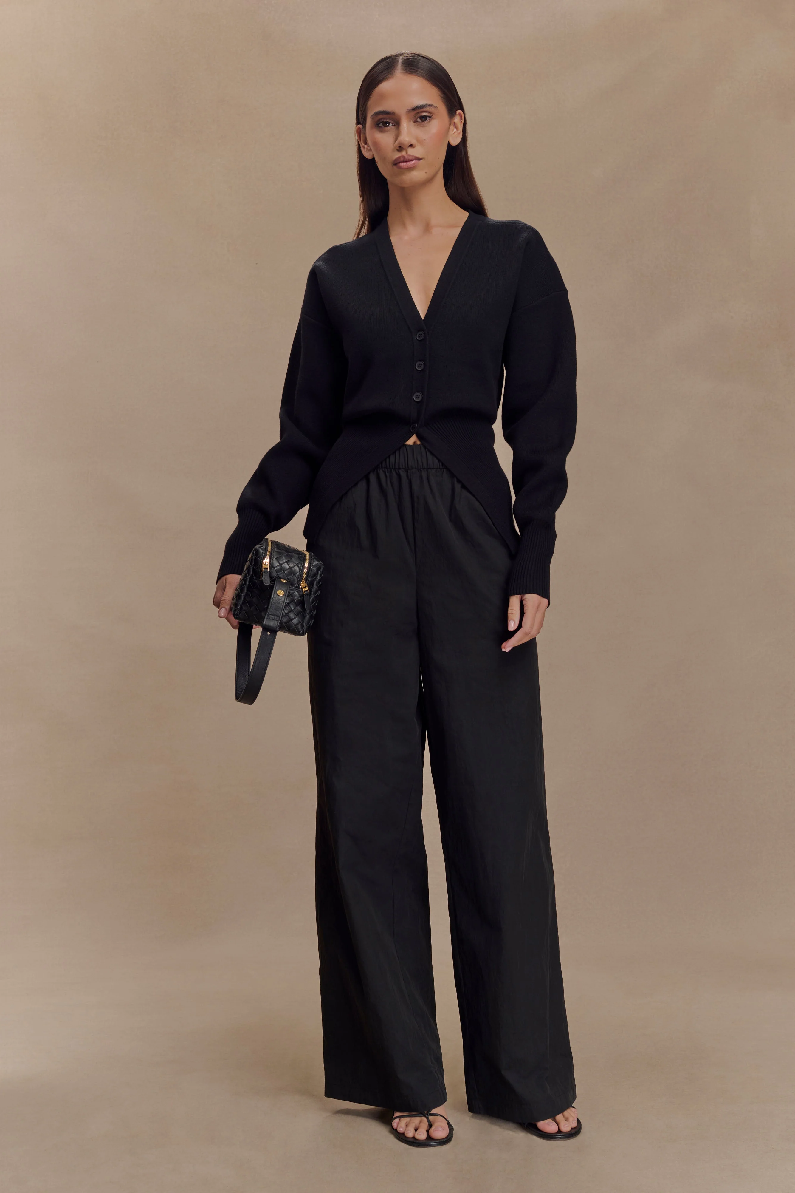 Alexia Buttoned Oversized Cardigan - Black - Image 6