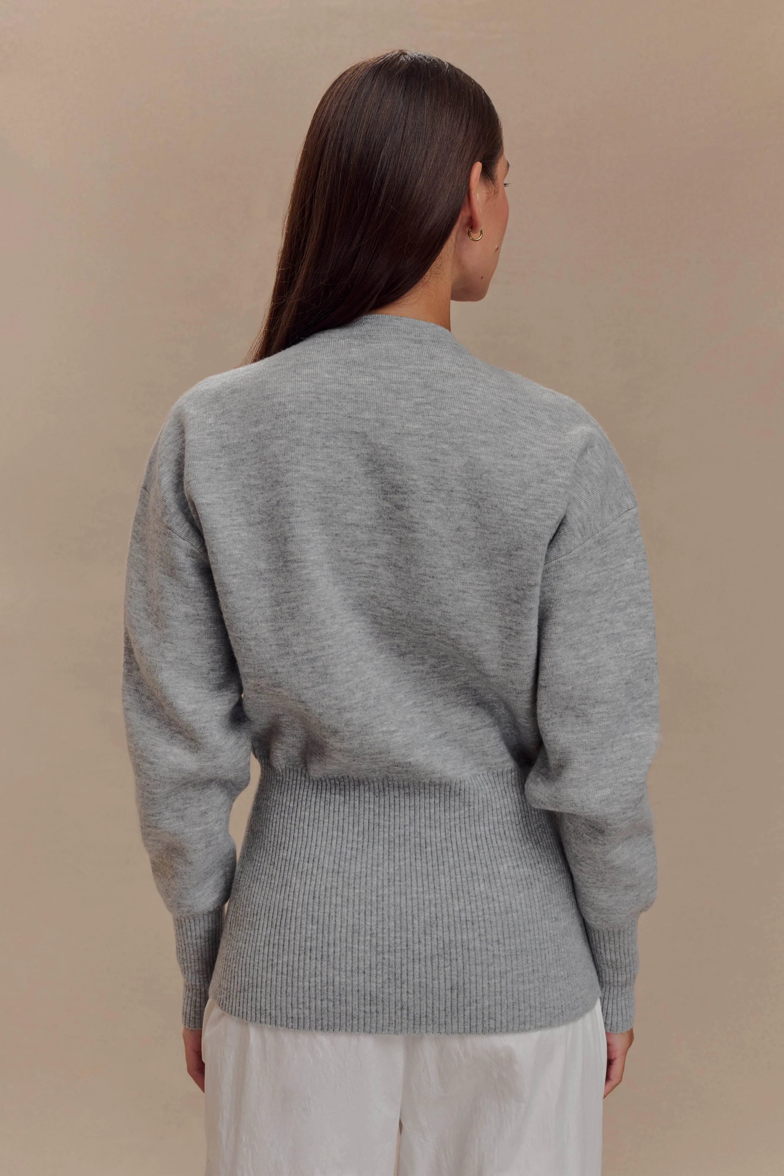 Alexia Buttoned Oversized Cardigan - Grey Marle - Image 3