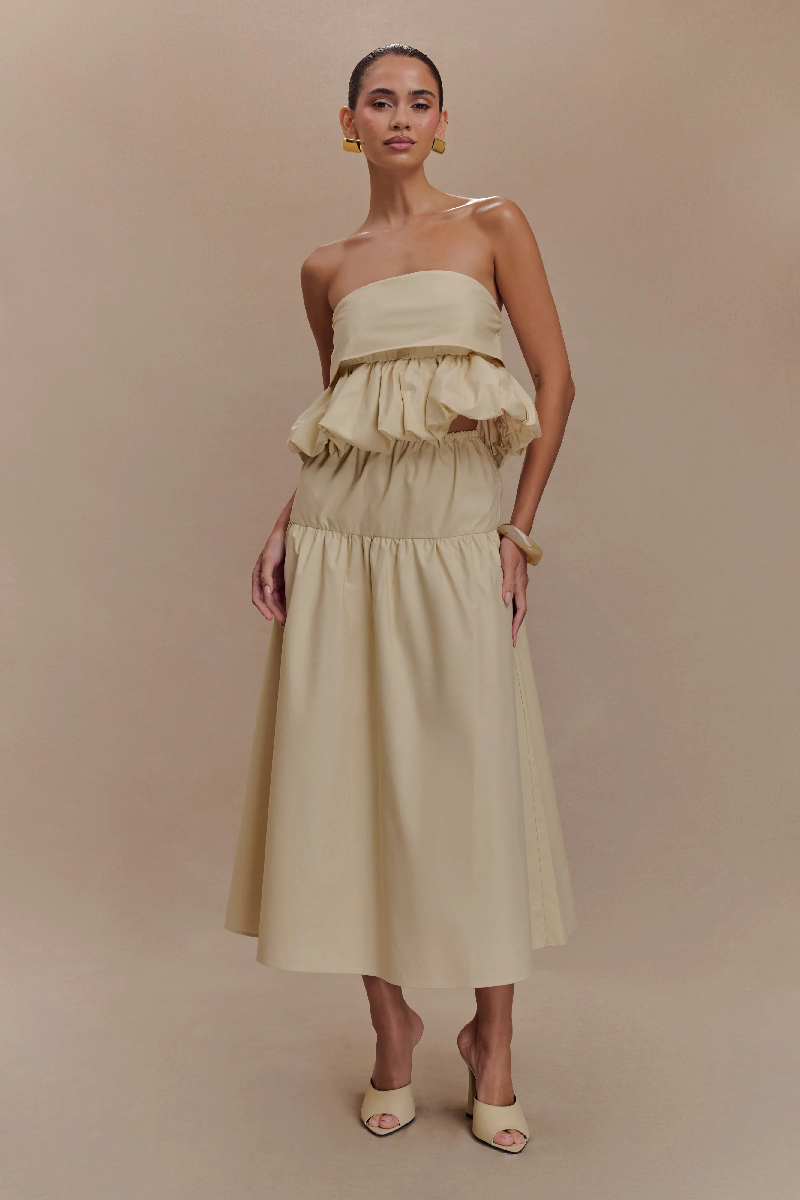 Amirah Strapless Bubble Crop Top - Nude - Image 5