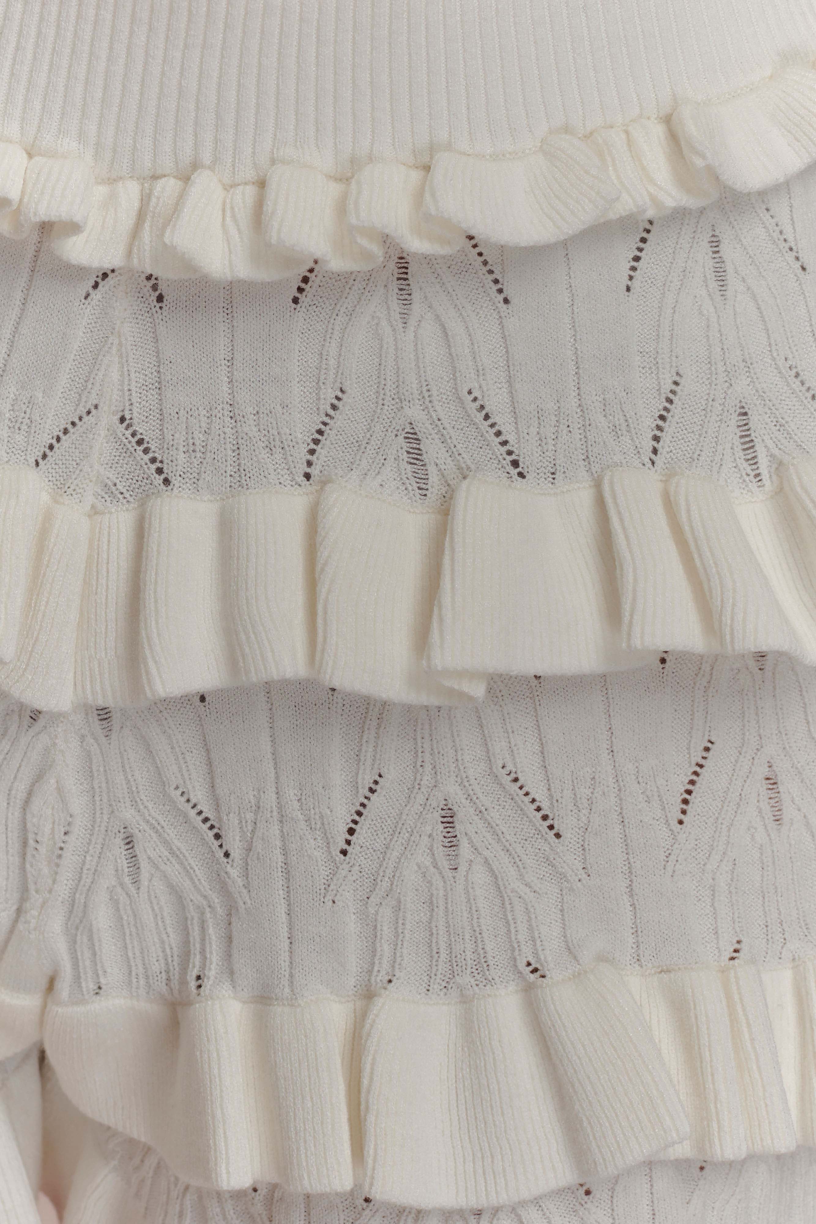 Amy Pointelle Knit Frill Bloomers - Ivory - Image 8