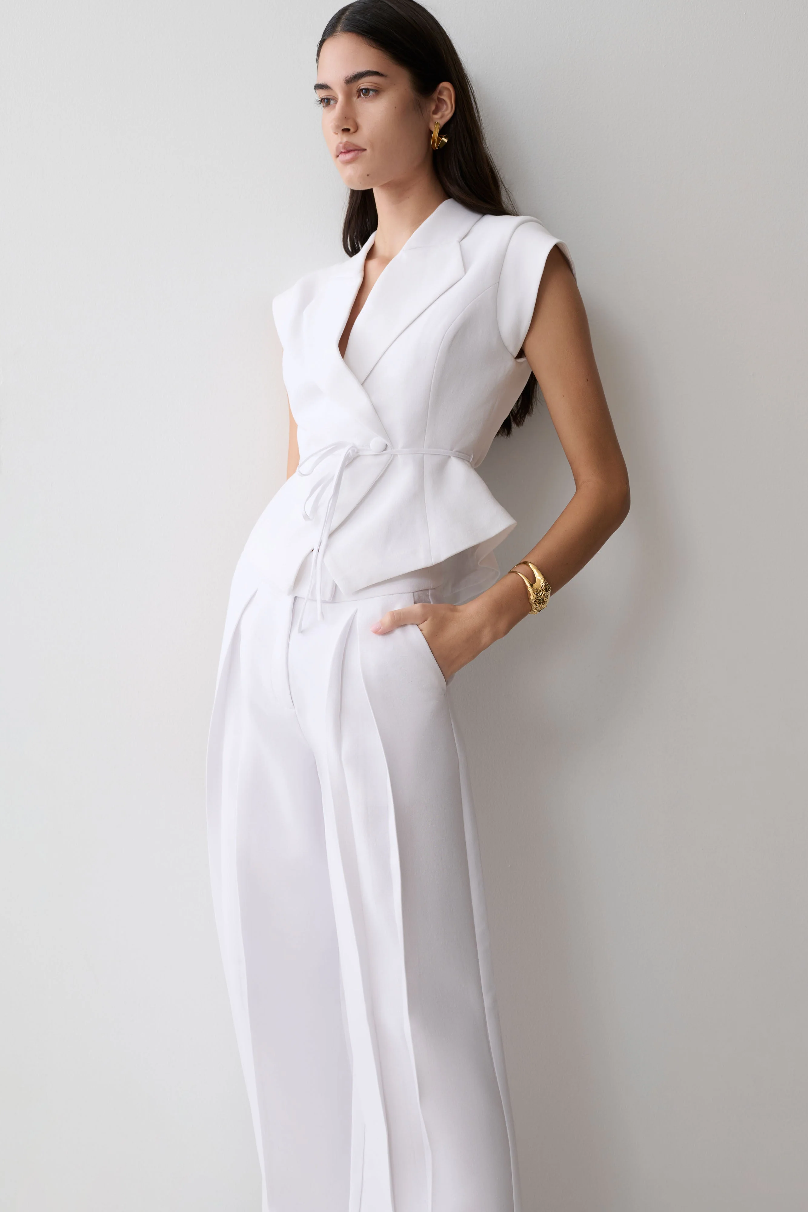 Andina Shortsleeve Linen Top - White - Image 3