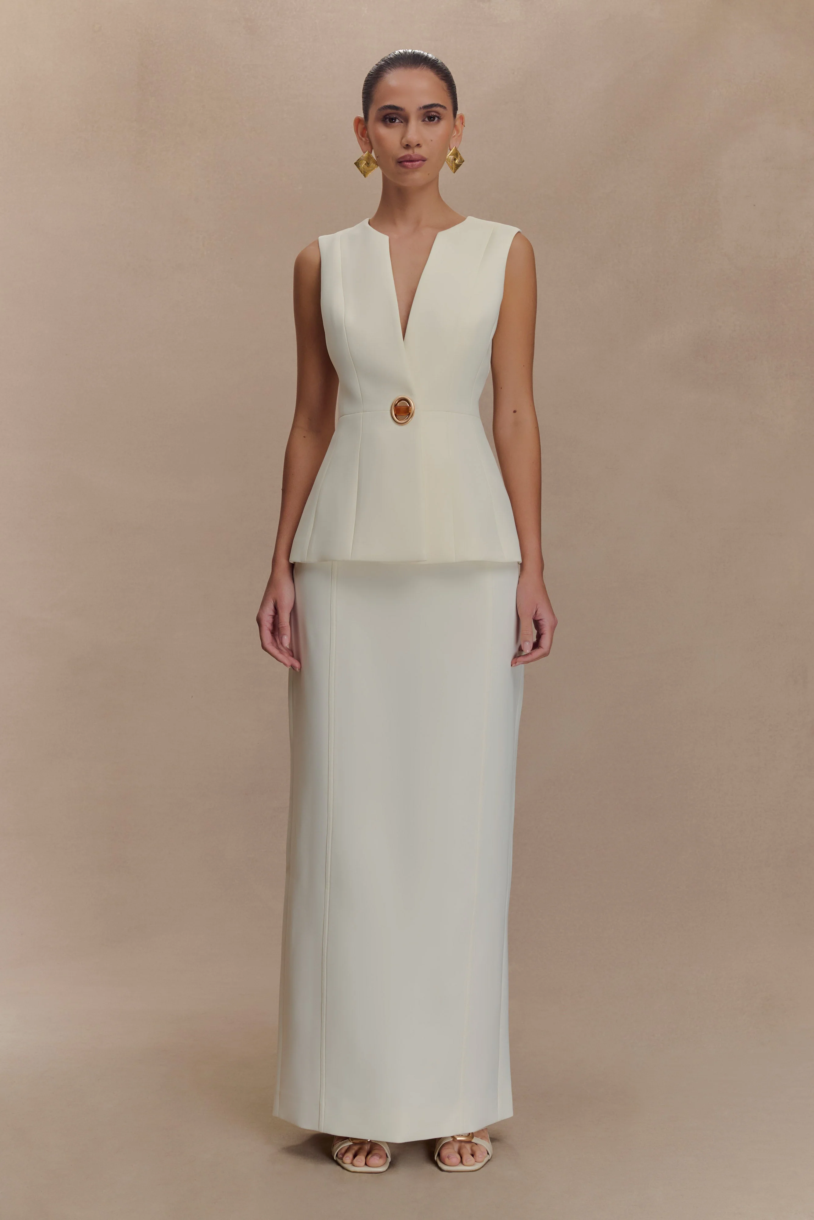 Angelie Suiting Vest Top - Ivory - Image 6