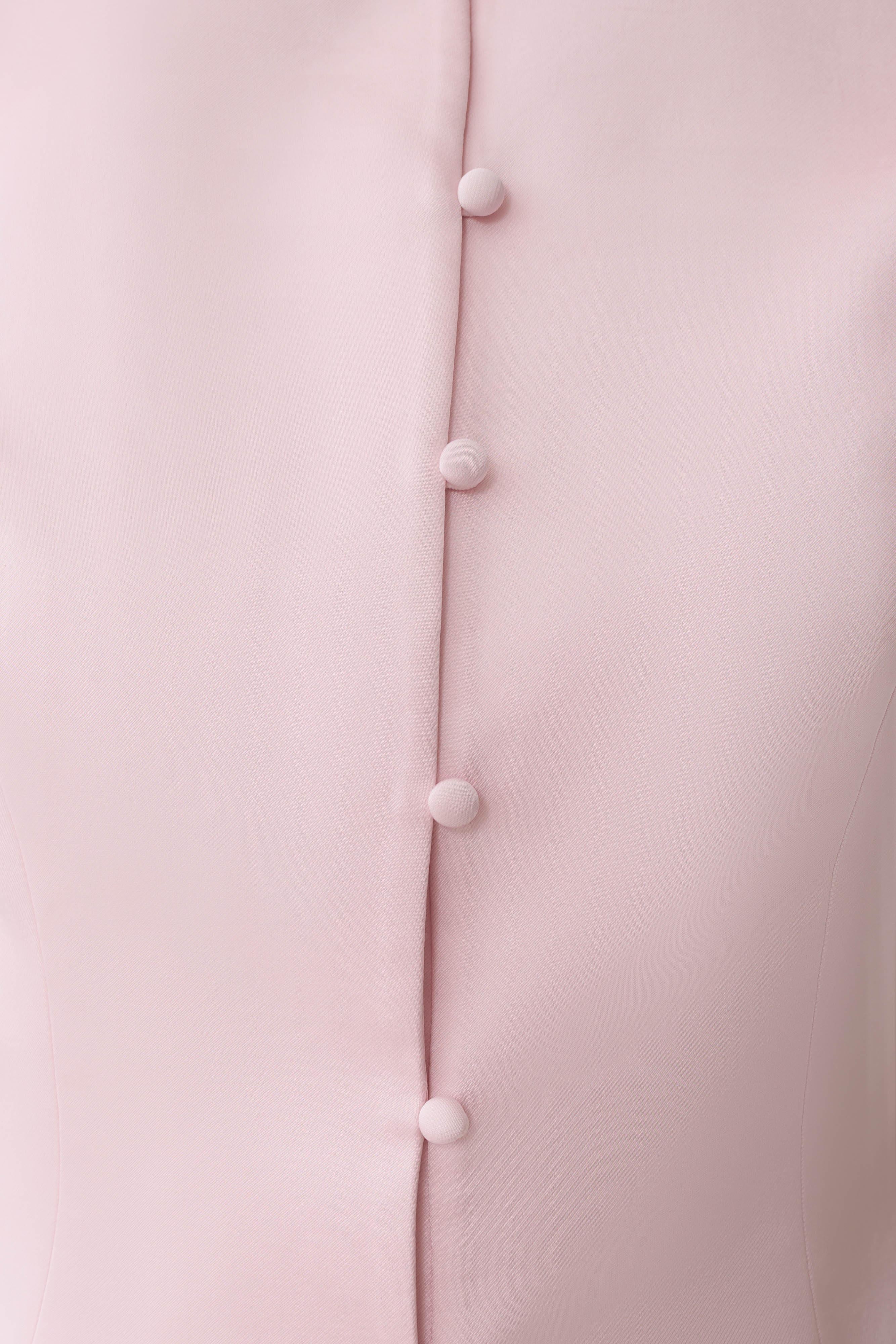 Anne Short Sleeve Satin Top - Pale Pink - Image 8