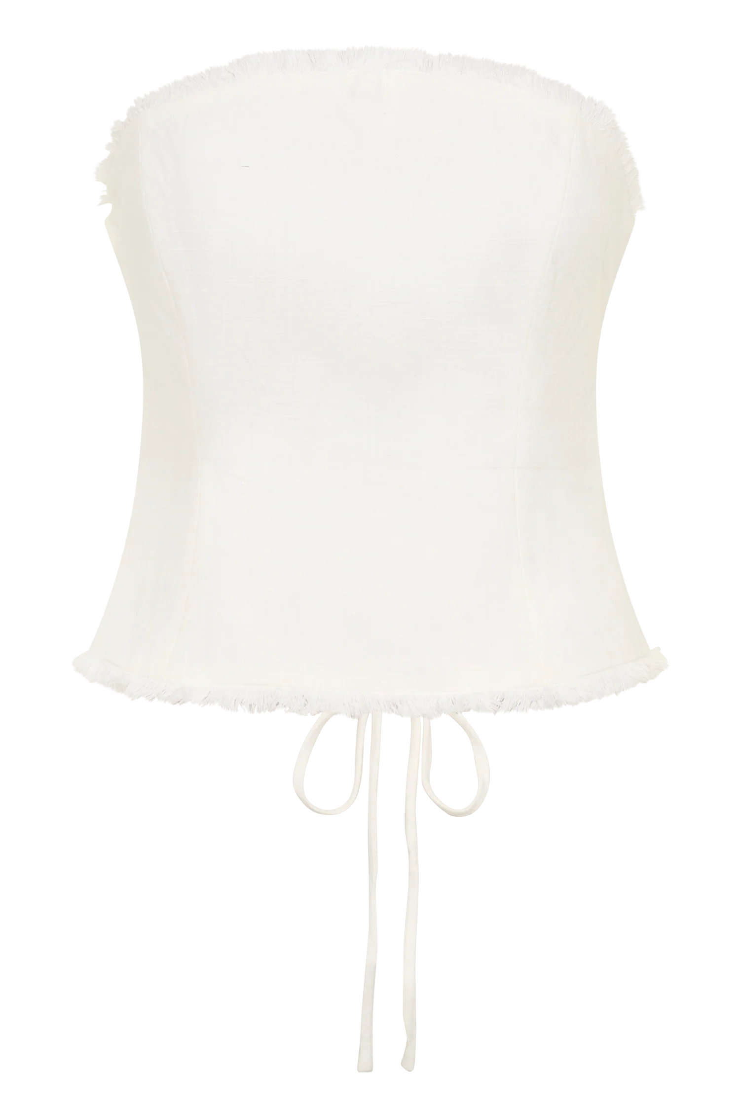 Annie Strapless Tie Back Linen Top - White - Image 9