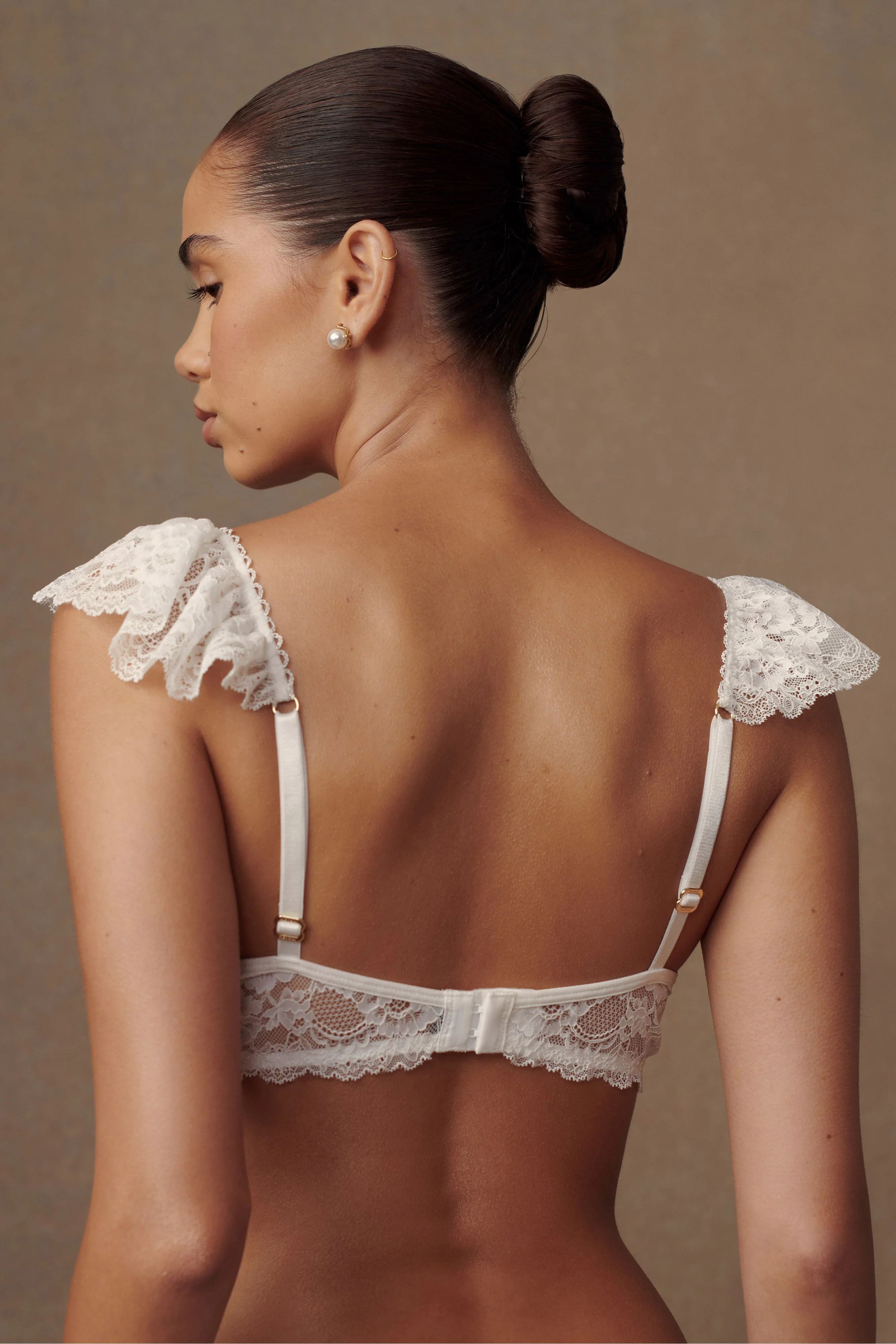 Anniston Lace Frill Triangle Bralette - White - Image 3