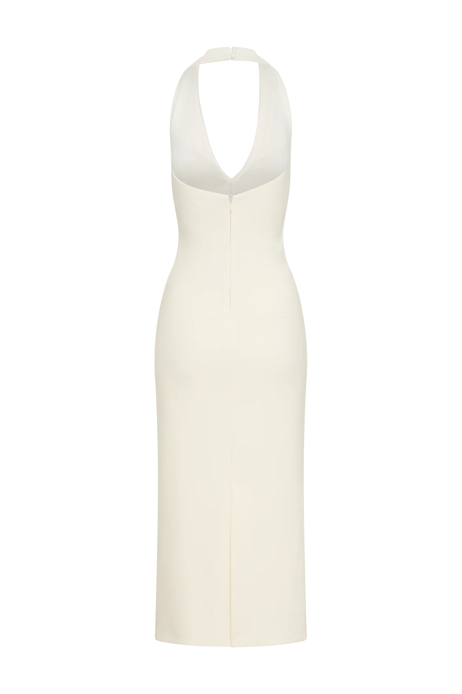 Annita Crepe Halter Midi Dress - Ivory - Image 8