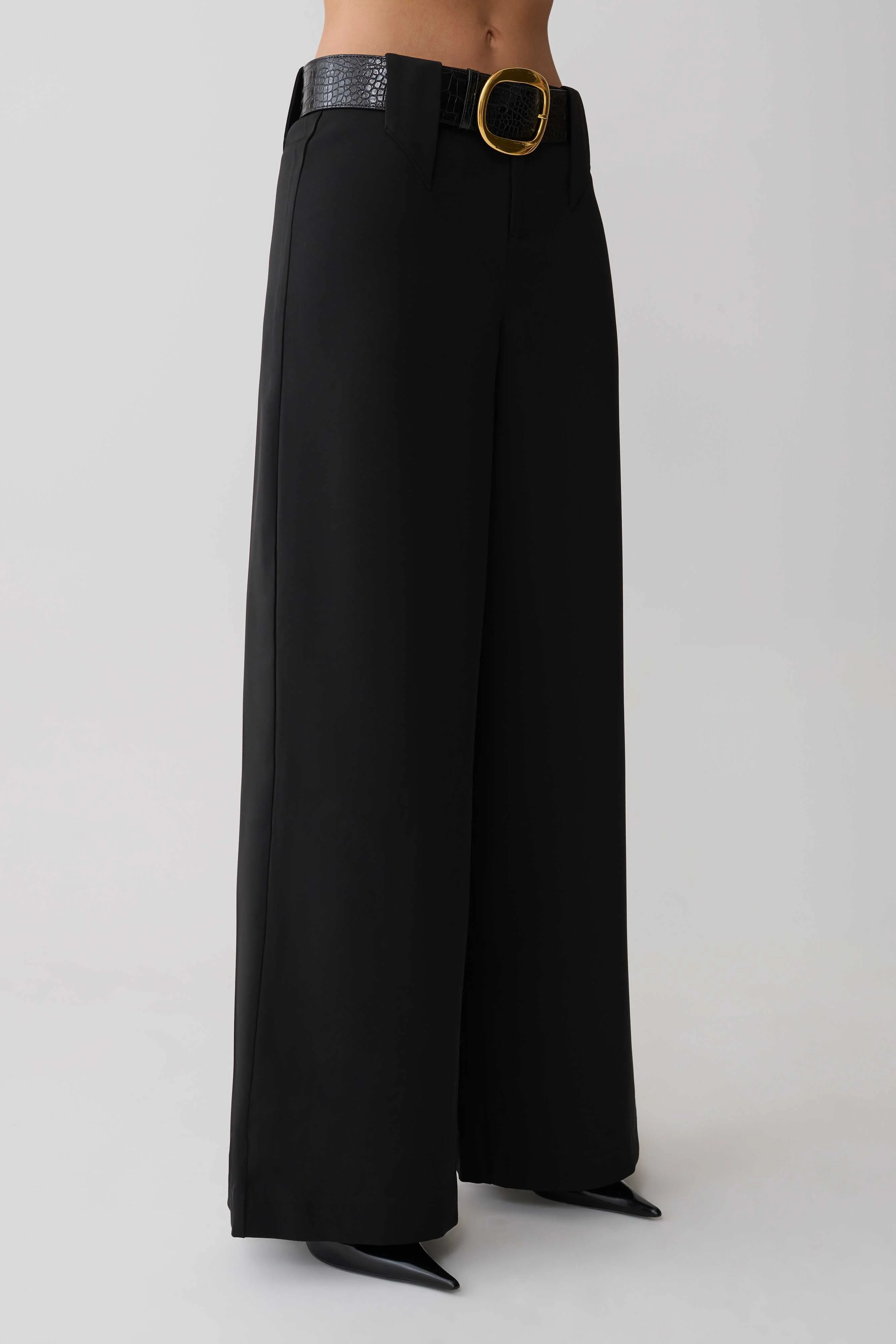 Arlo Wide Leg Suiting Trouser - Black - Image 7