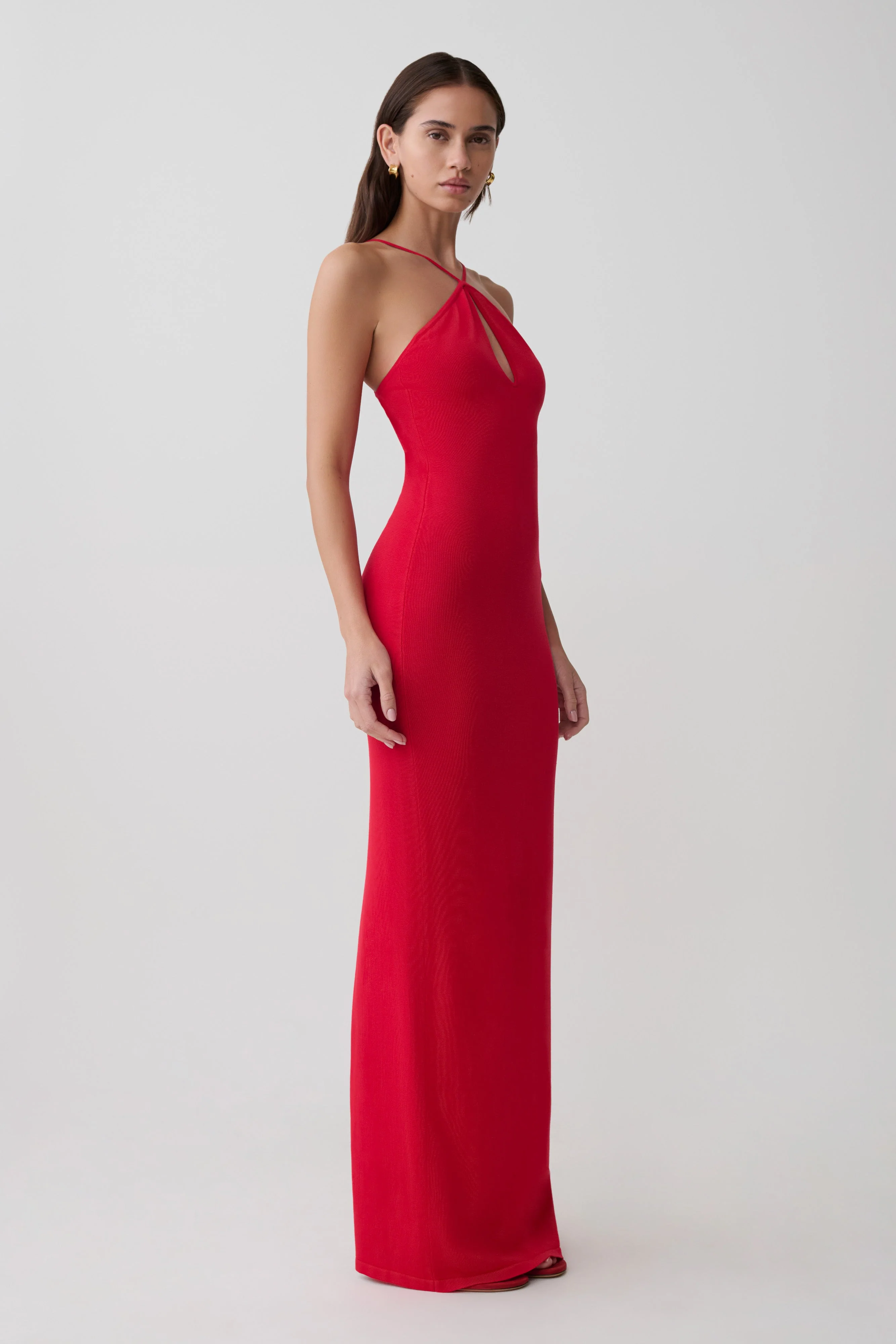 Ashtin Cross Front Knit Maxi Dress - Red - Image 4