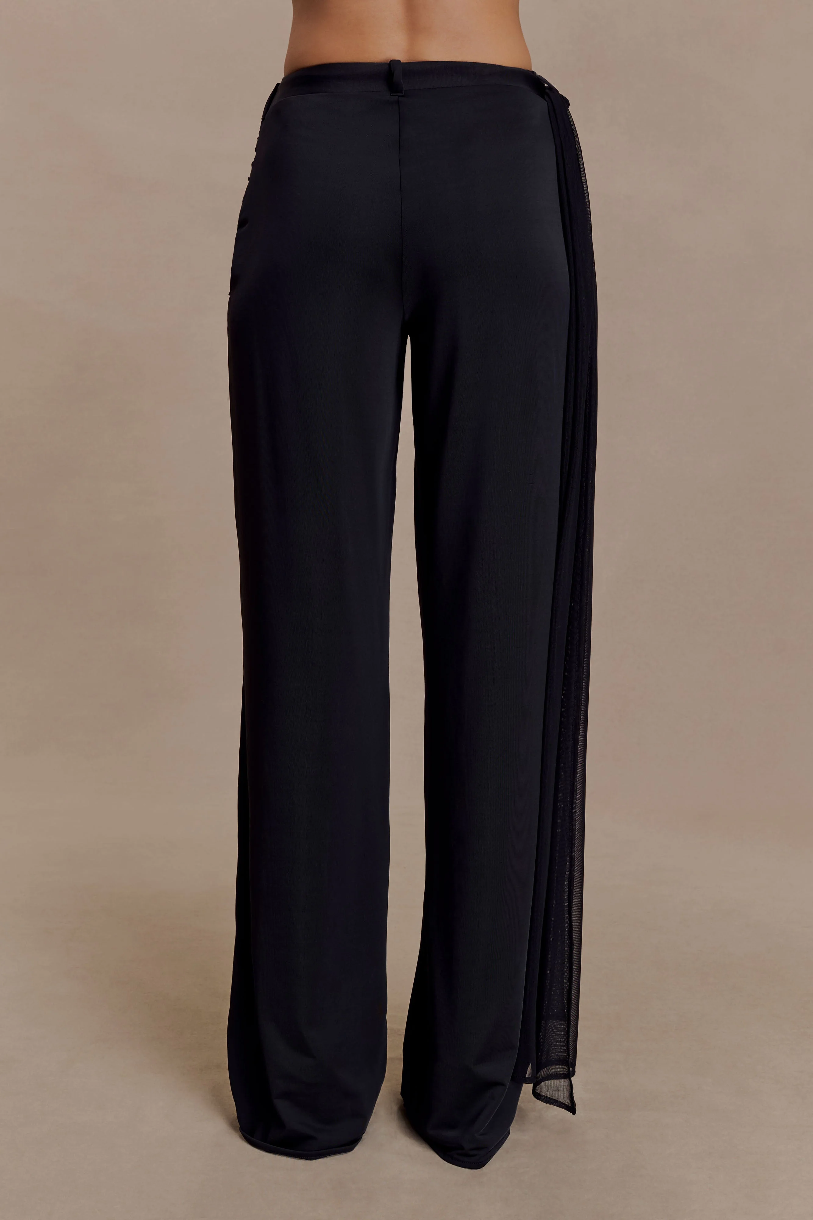 Aspyn Slinky Gathered Wide Leg Pants - Black - Image 6