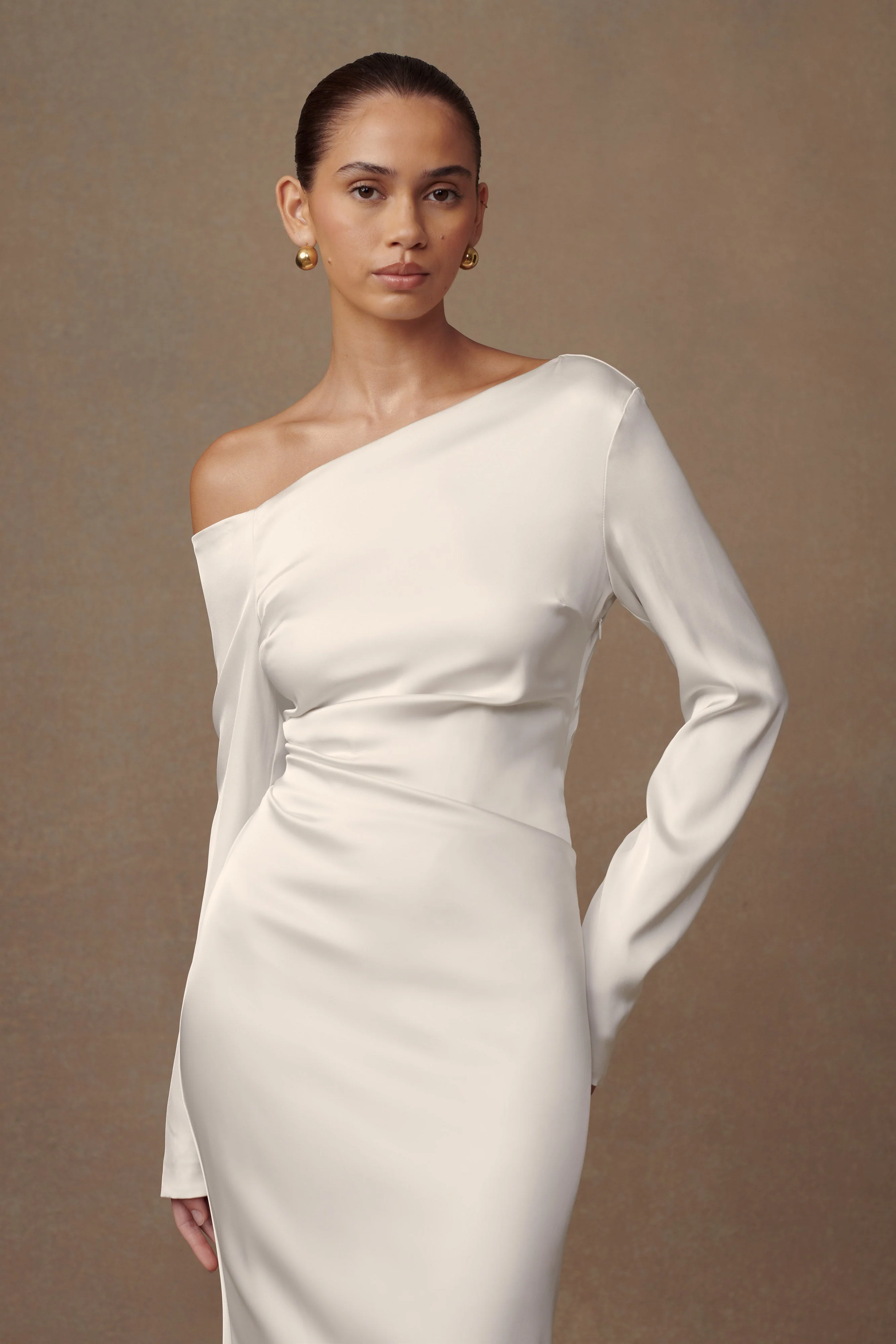 Avery Long Sleeve Maxi Dress - Ivory - Image 4