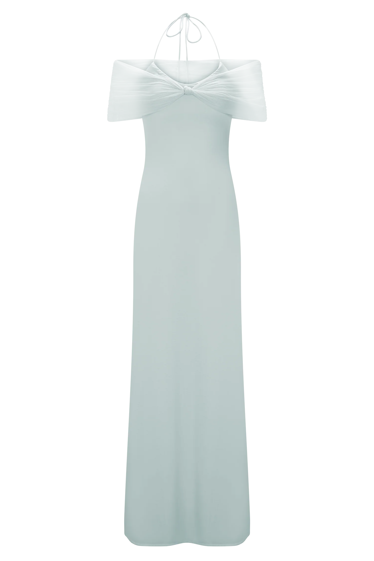 Bernadina Mesh And Slinky Halter Maxi Dress - Pale Blue - Image 8