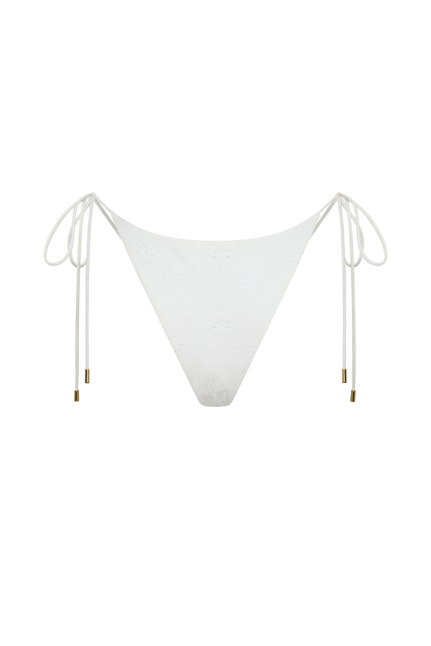Blossom Side Tie Bikini Bottom - White Textured Fabric - Image 10