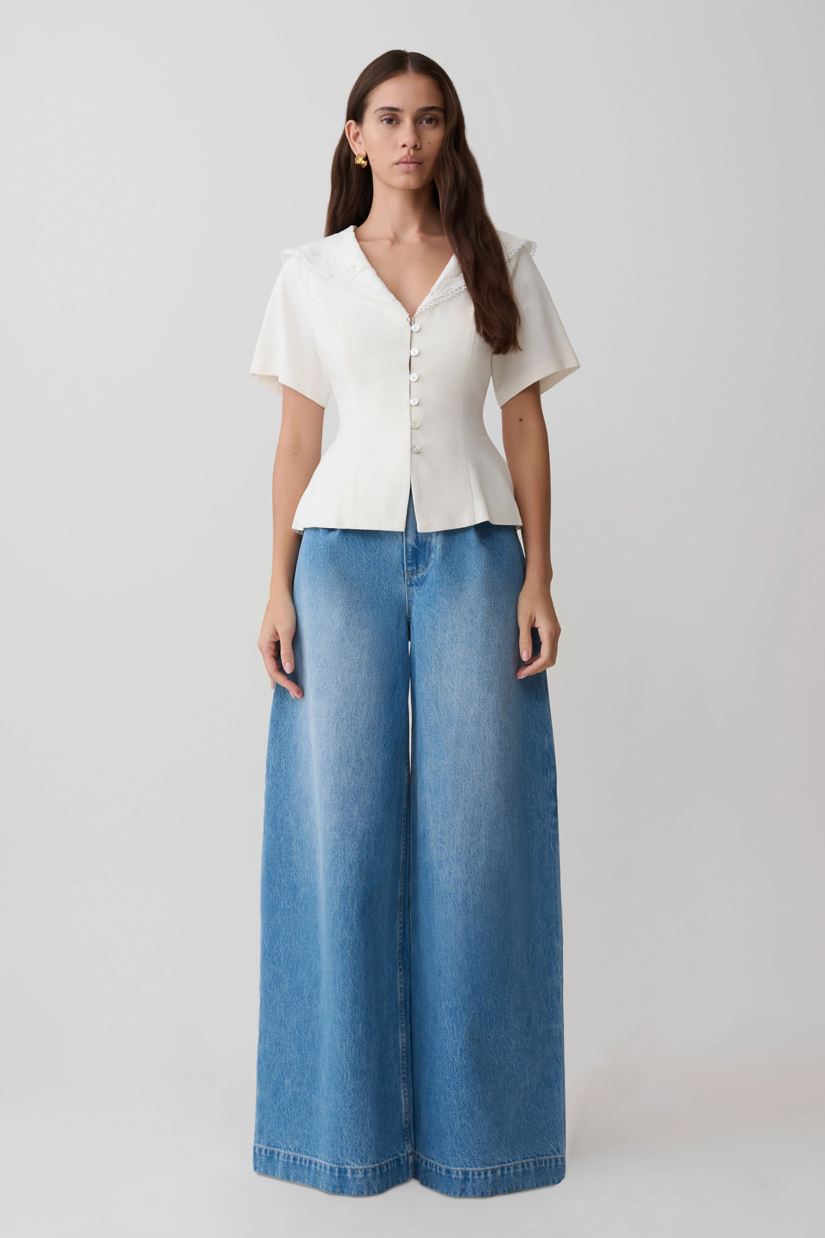 Bobby Oversized Jean With Front Pleat - Summer Blue - Image 7