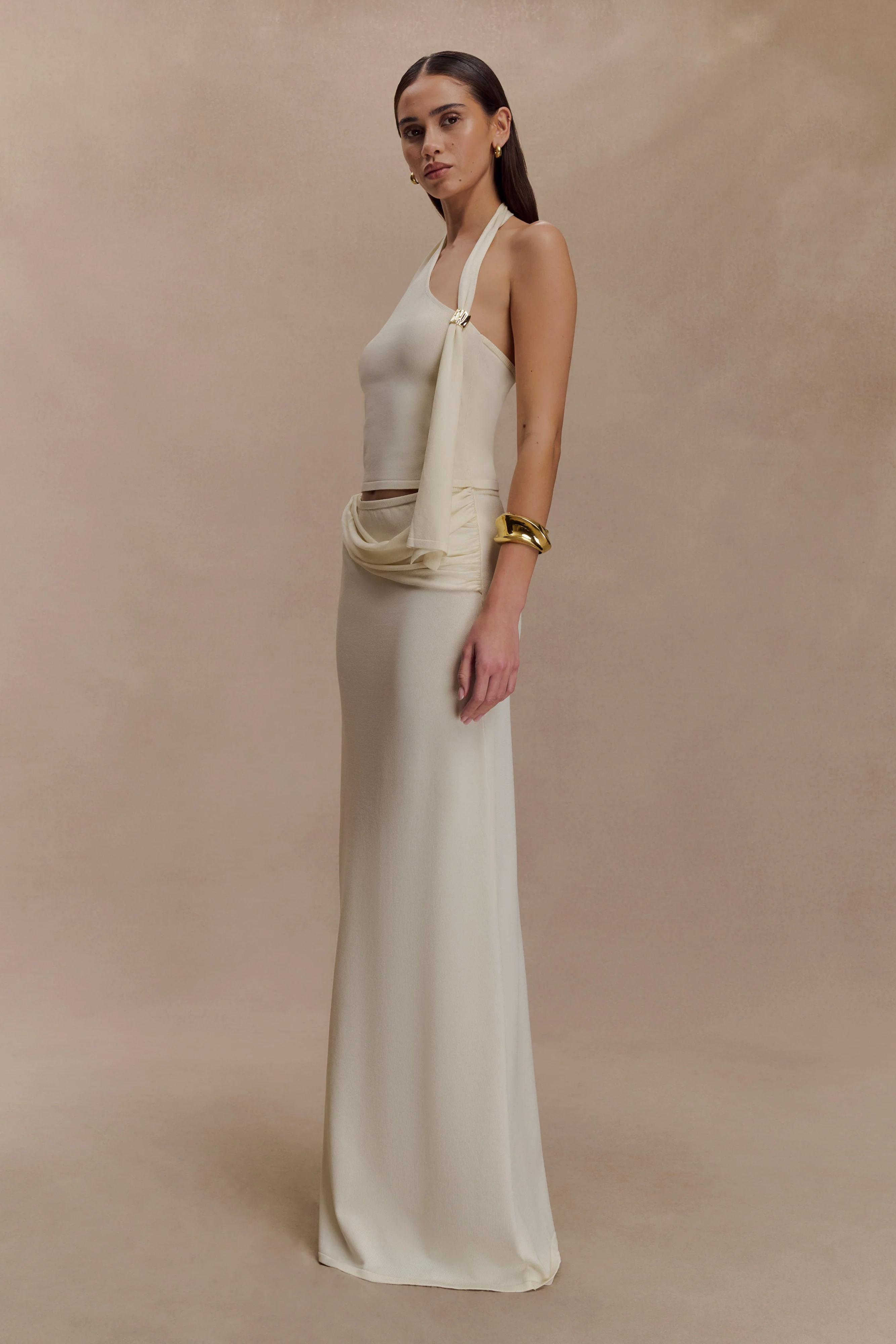 Bowie Low Rise Knit Maxi Skirt - Ivory - Image 4