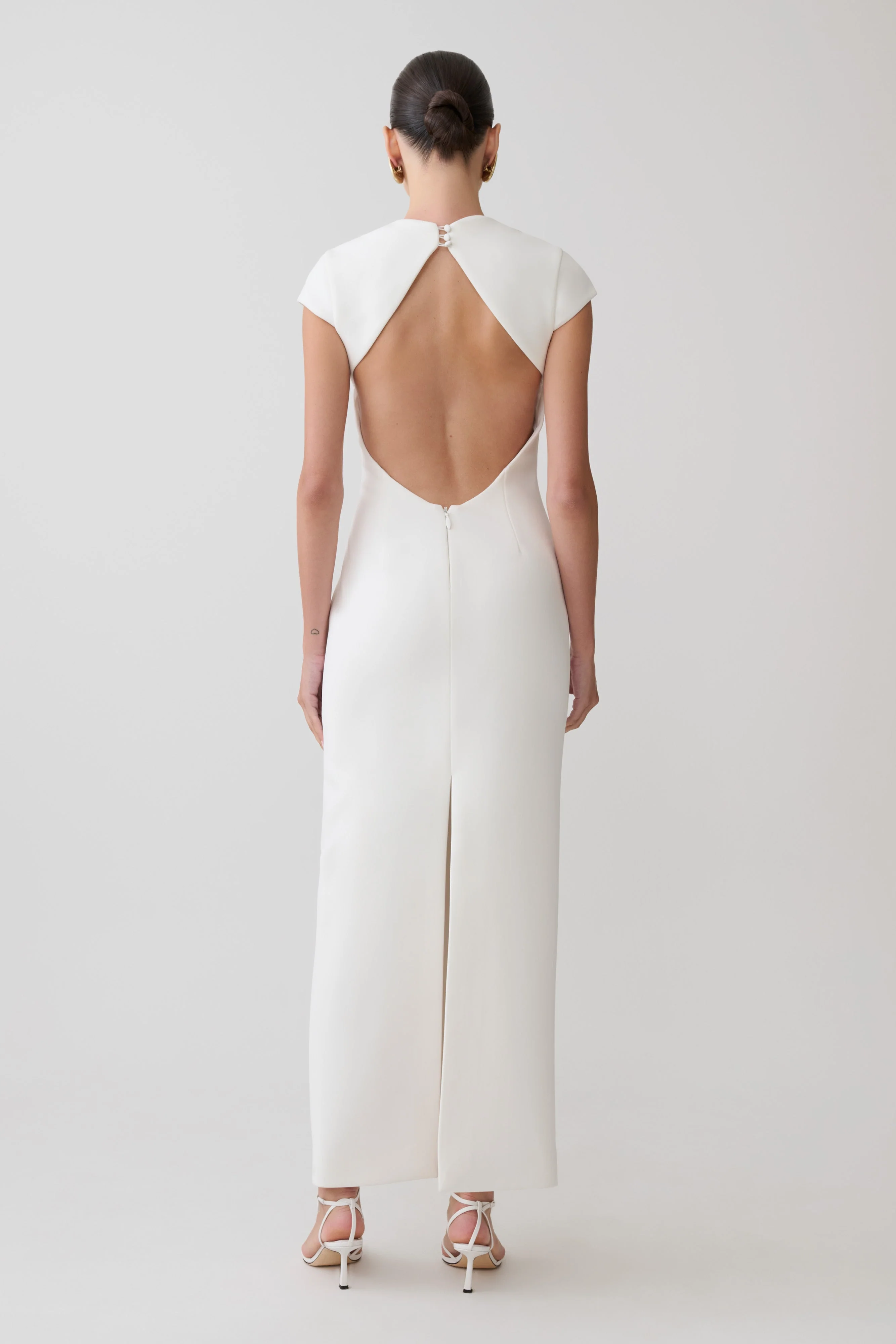 Briella V Neck Suiting Maxi Dress - Ivory - Image 3