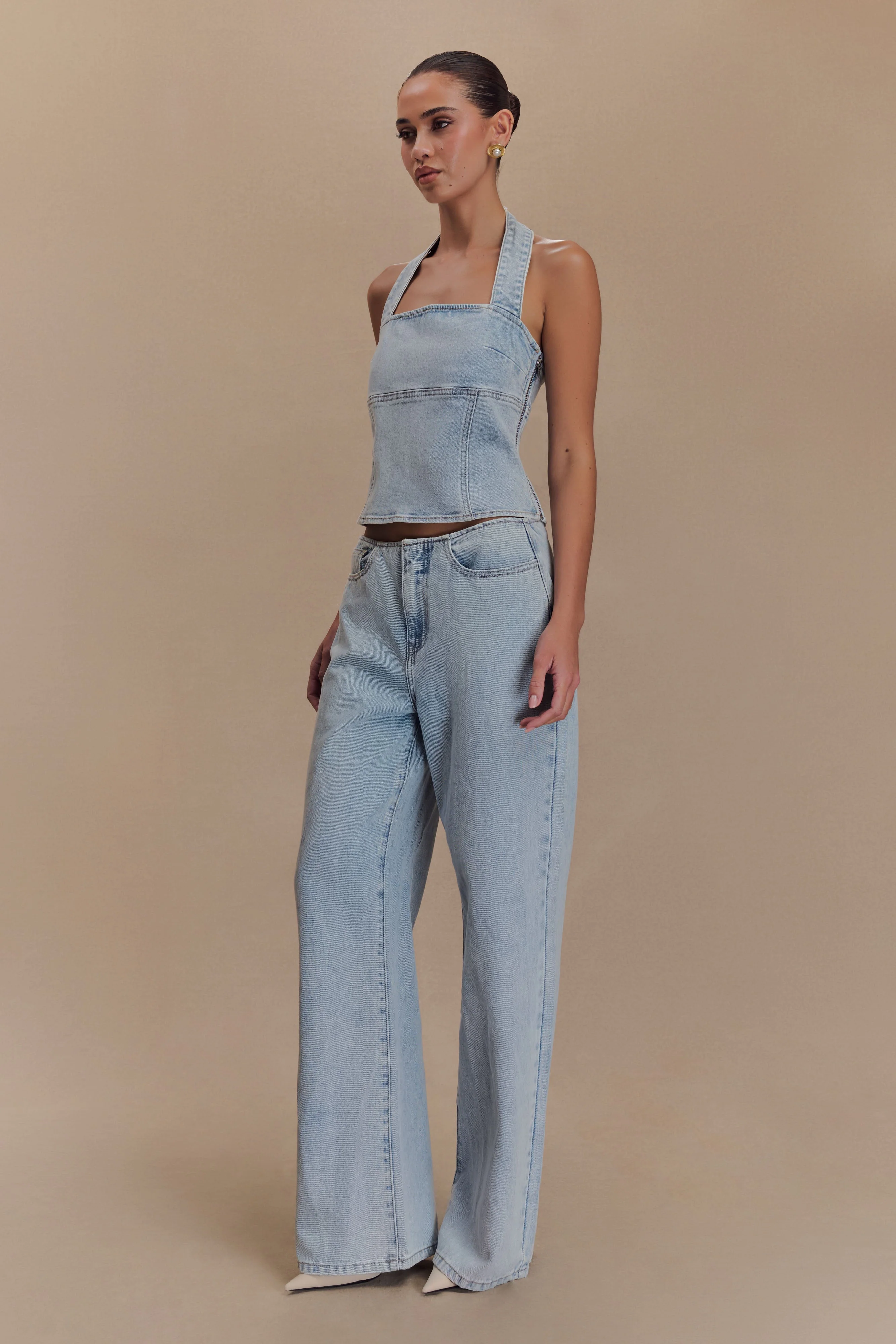 Caitlin Mid Rise Denim Jeans - Light Blue - Image 3