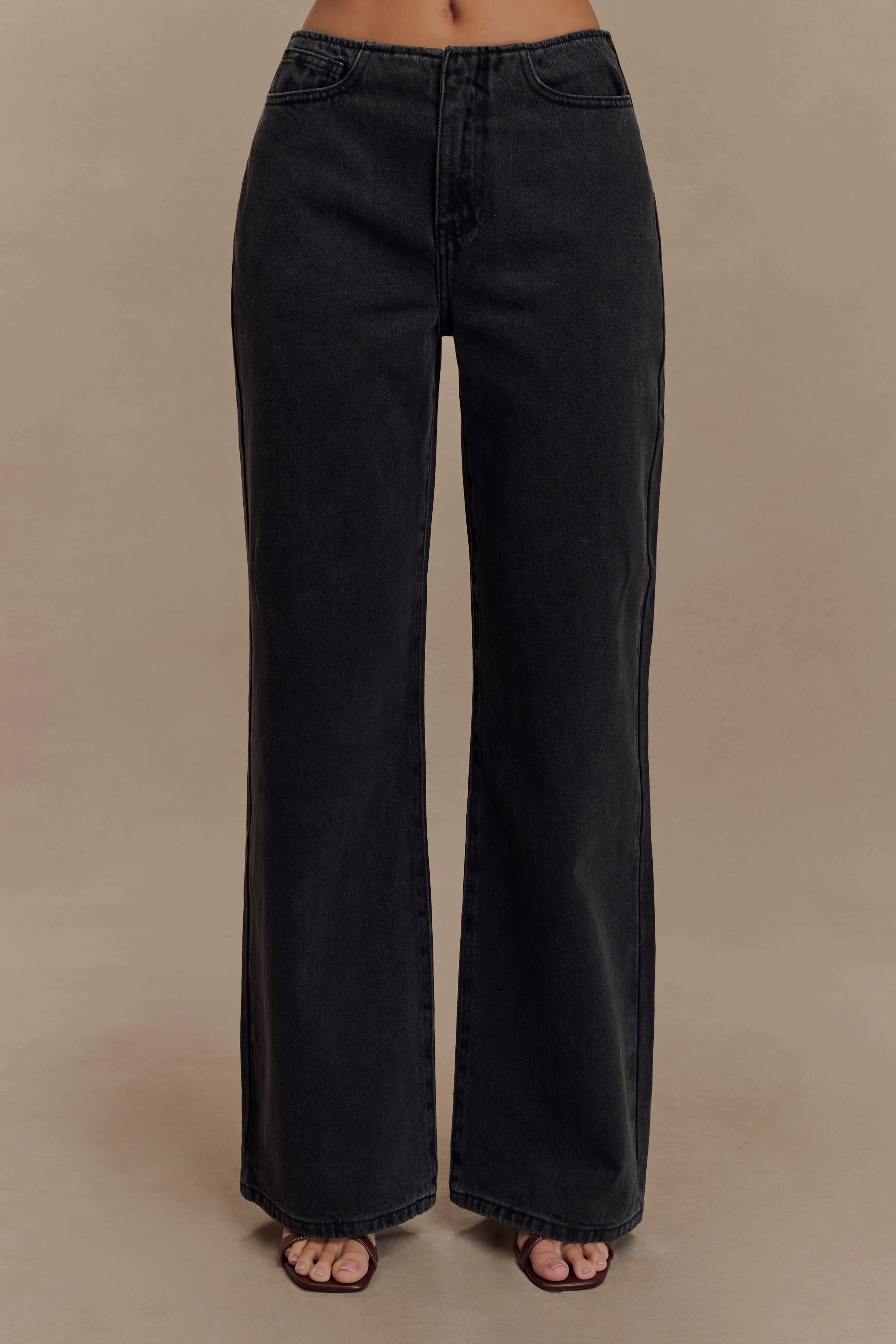 Caitlin Mid Rise Denim Jeans - Washed Black