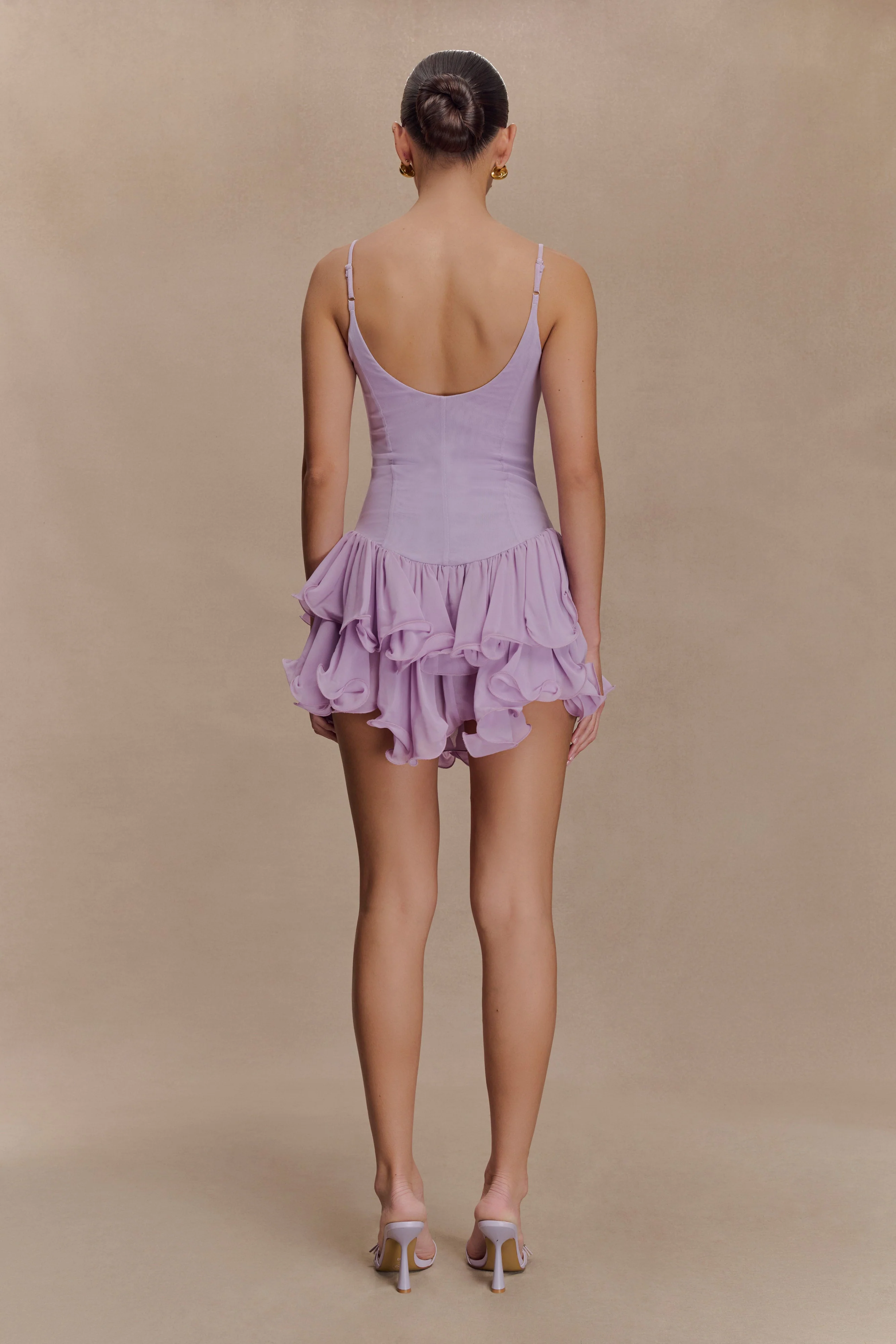 Calantha Ruffle Mesh Mini Dress - Lilac - Image 2