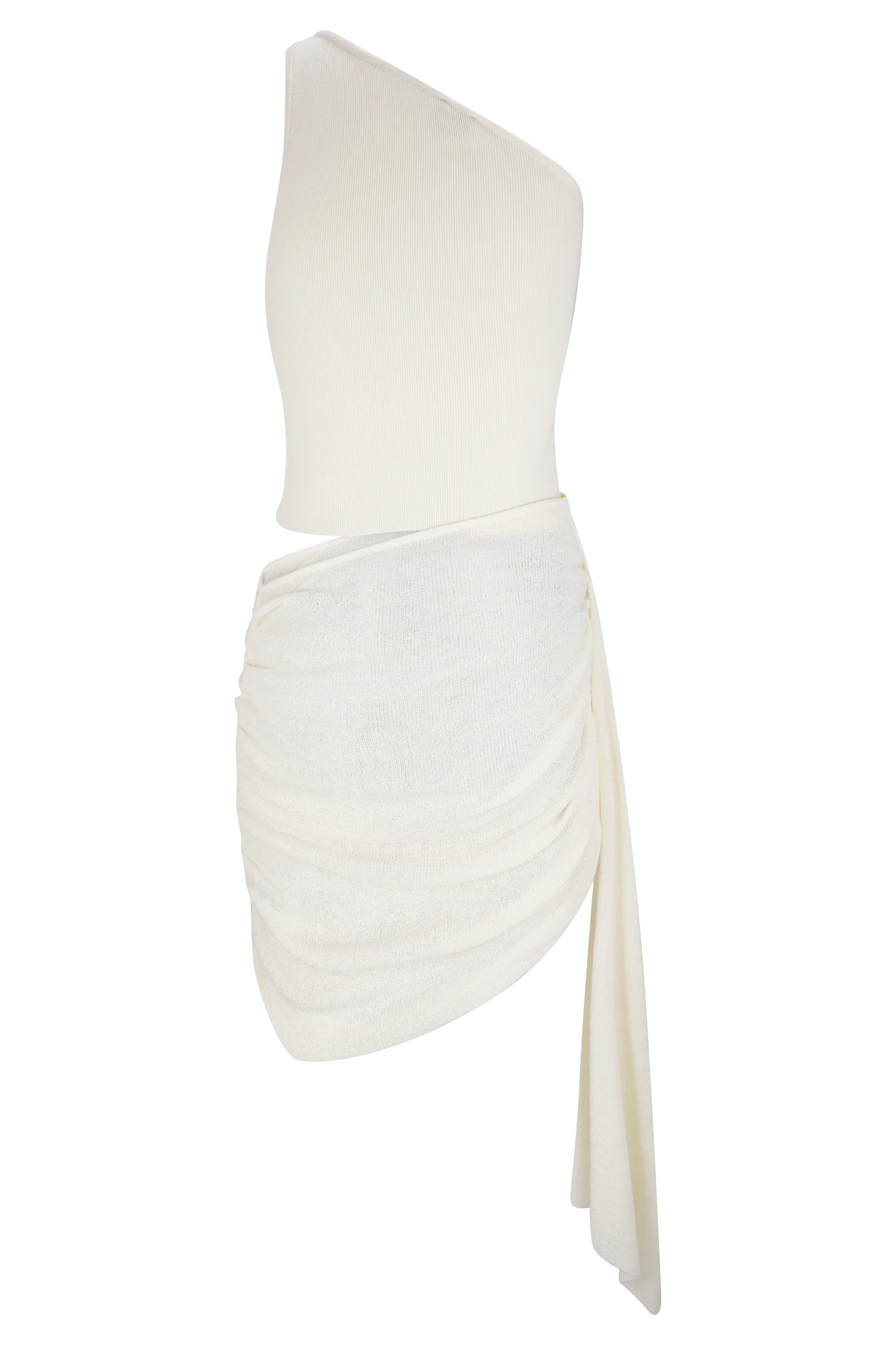 Cali Drape Skirt Knit Mini Dress - Ivory - Image 8