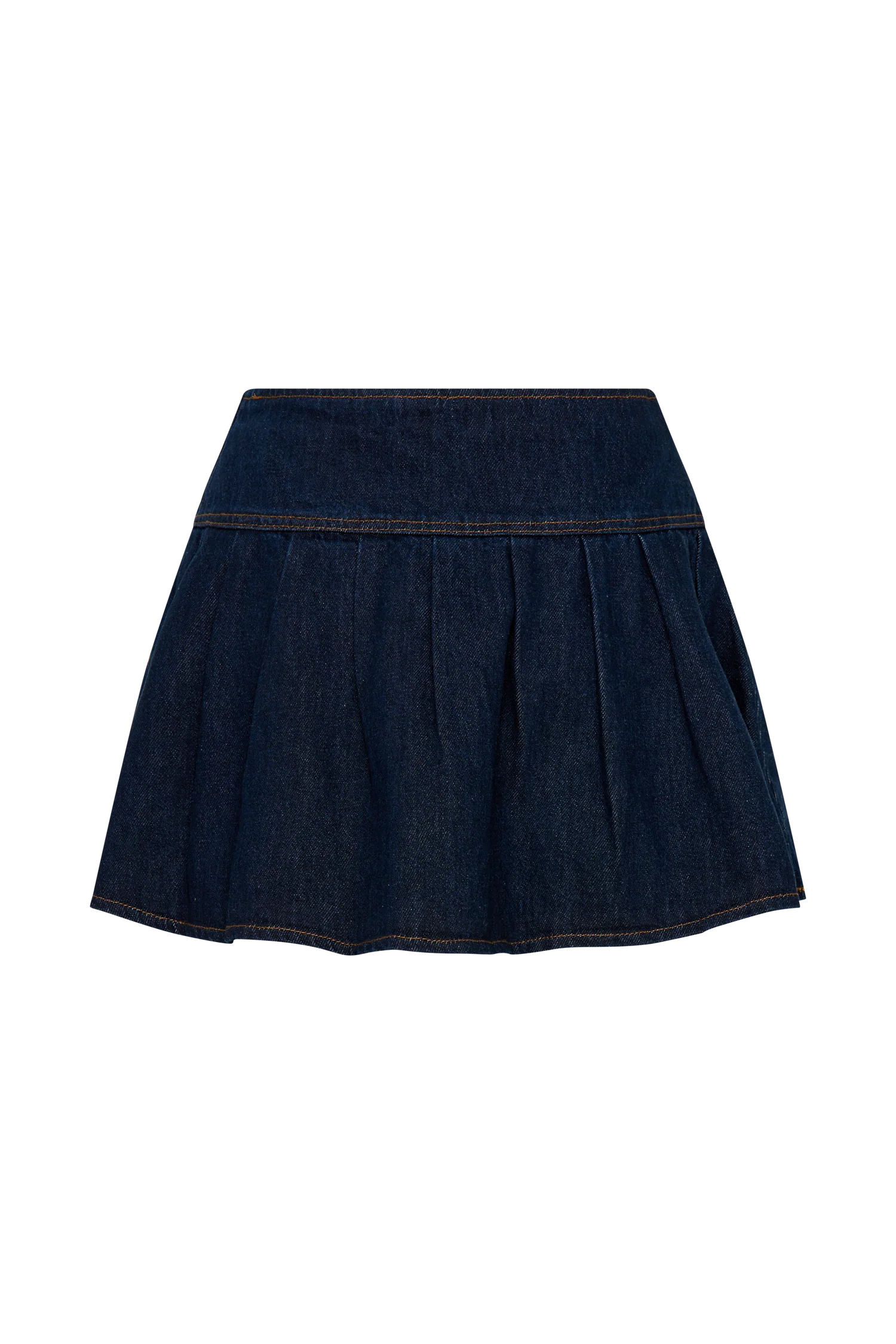 Candice Pleated Denim Mini Skirt - Indigo Blue - Image 7