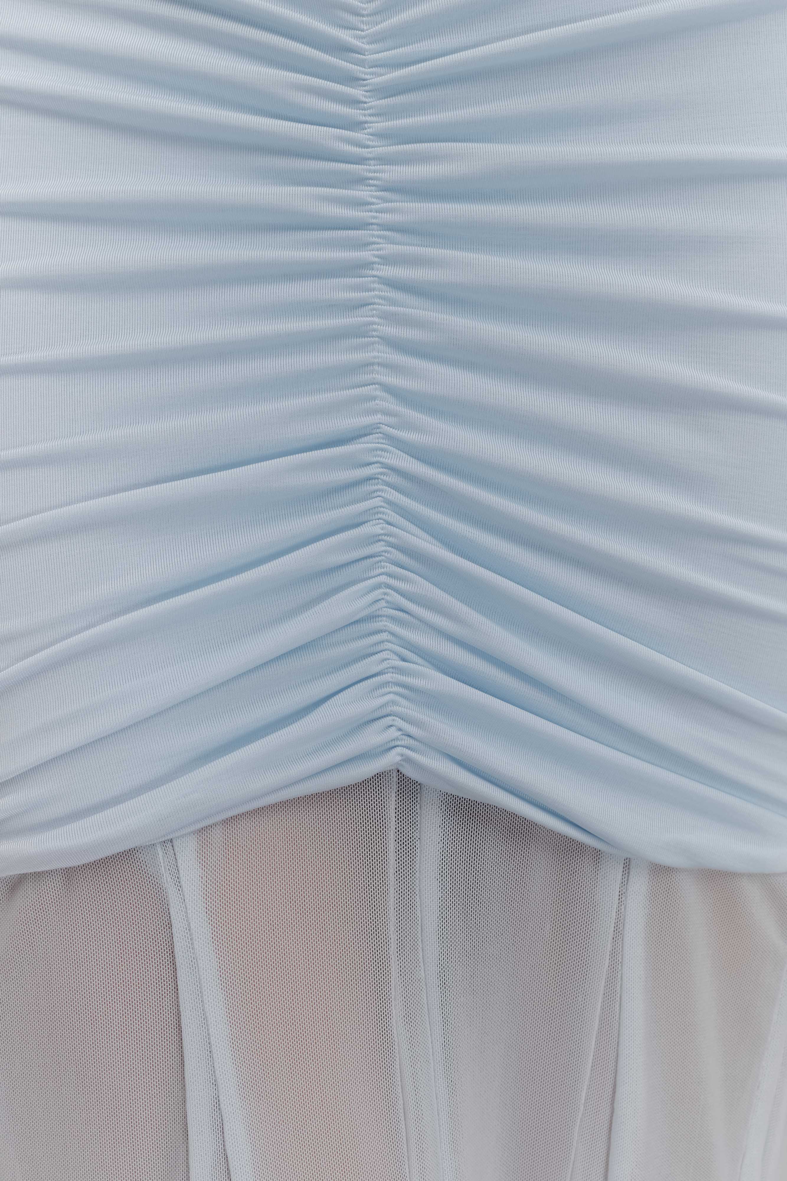 Caspian Slinky And Mesh Off Shoulder Maxi Dress - Pale Blue - Image 7
