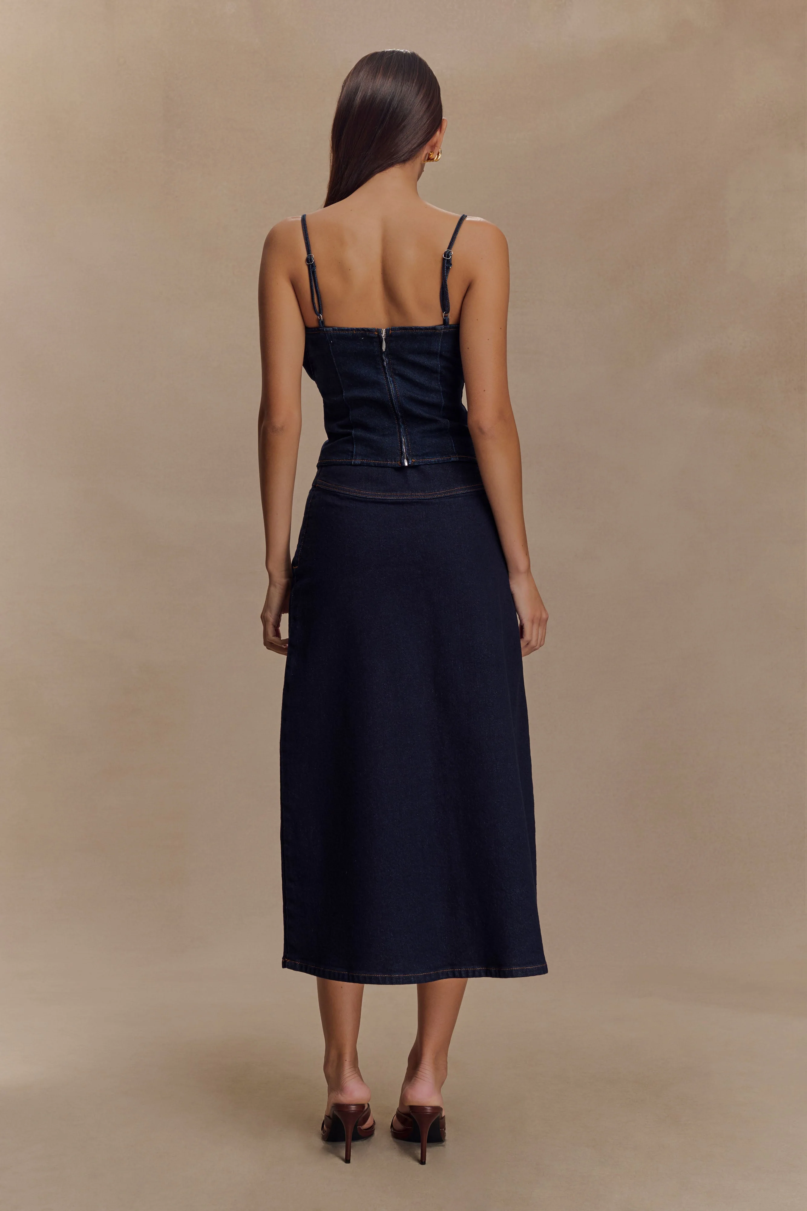 Cecilia Denim Frill Corset - Indigo Blue - Image 5