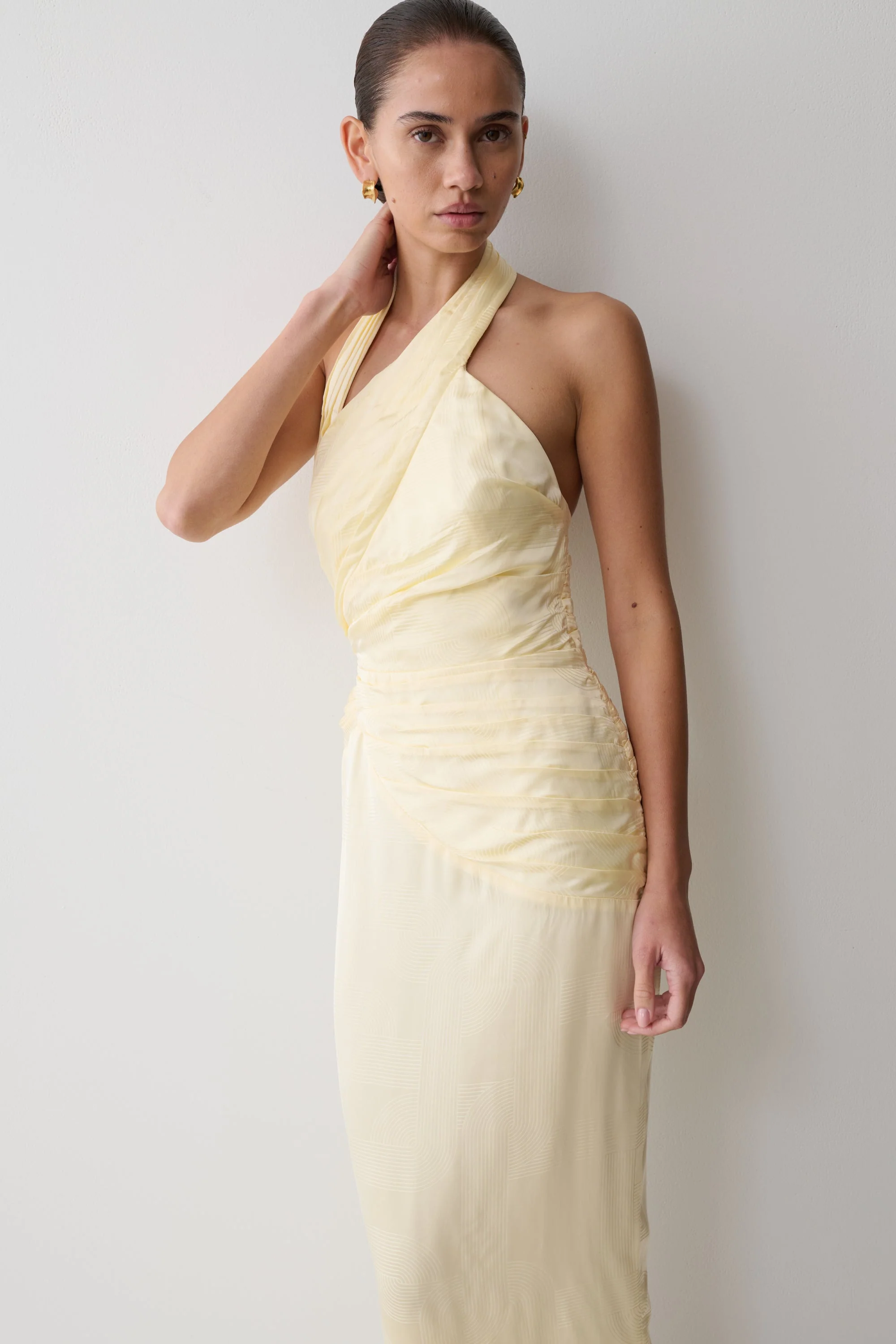 Chiara Halter Satin Maxi Dress - Buttermilk - Image 5