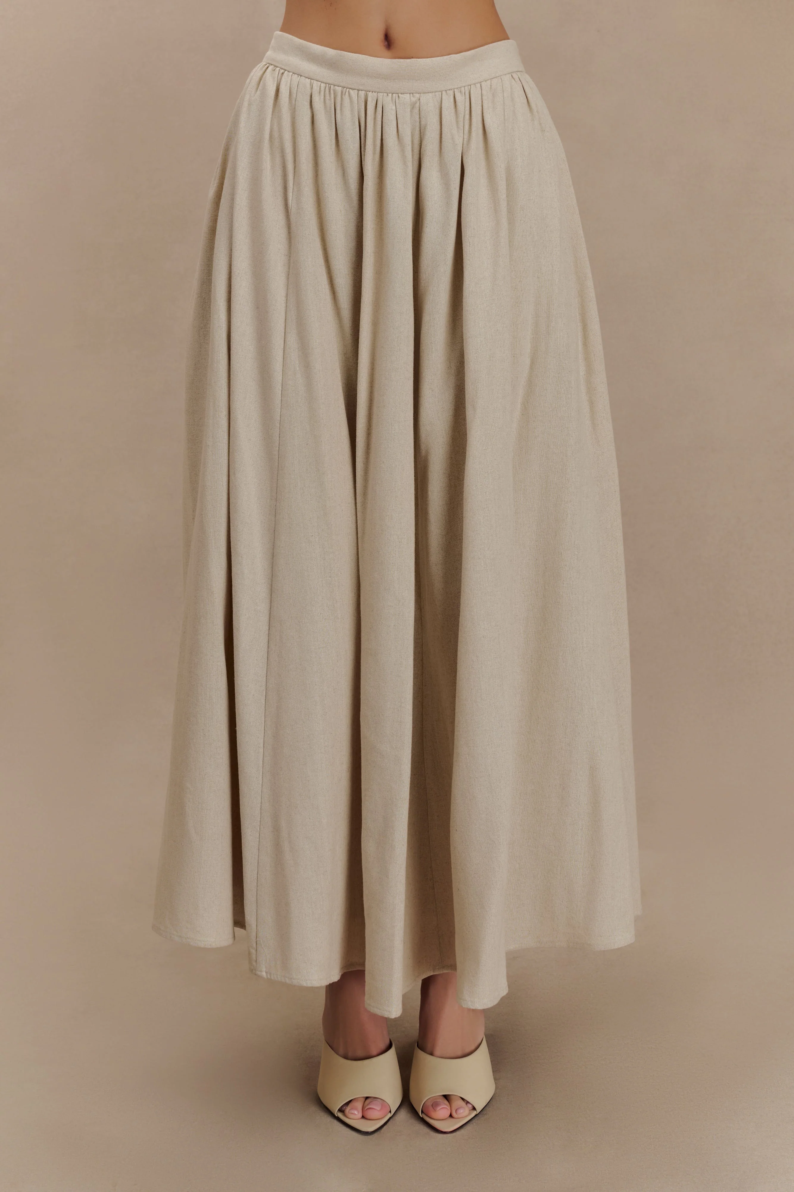 Clarence Linen A-Line Maxi Skirt - Natural - Image 2