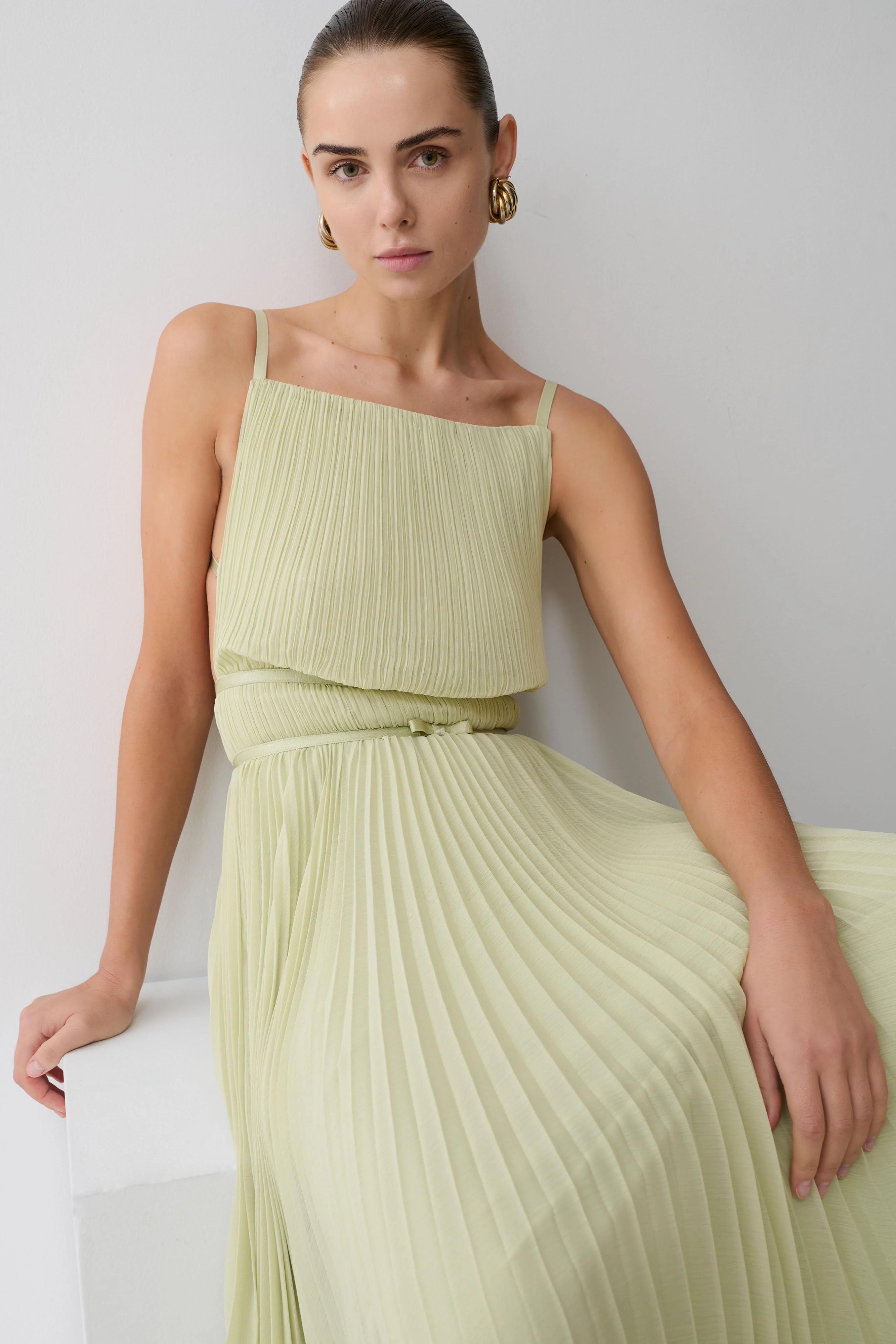 Clarisse Pleated Maxi Dress - Sage - Image 10