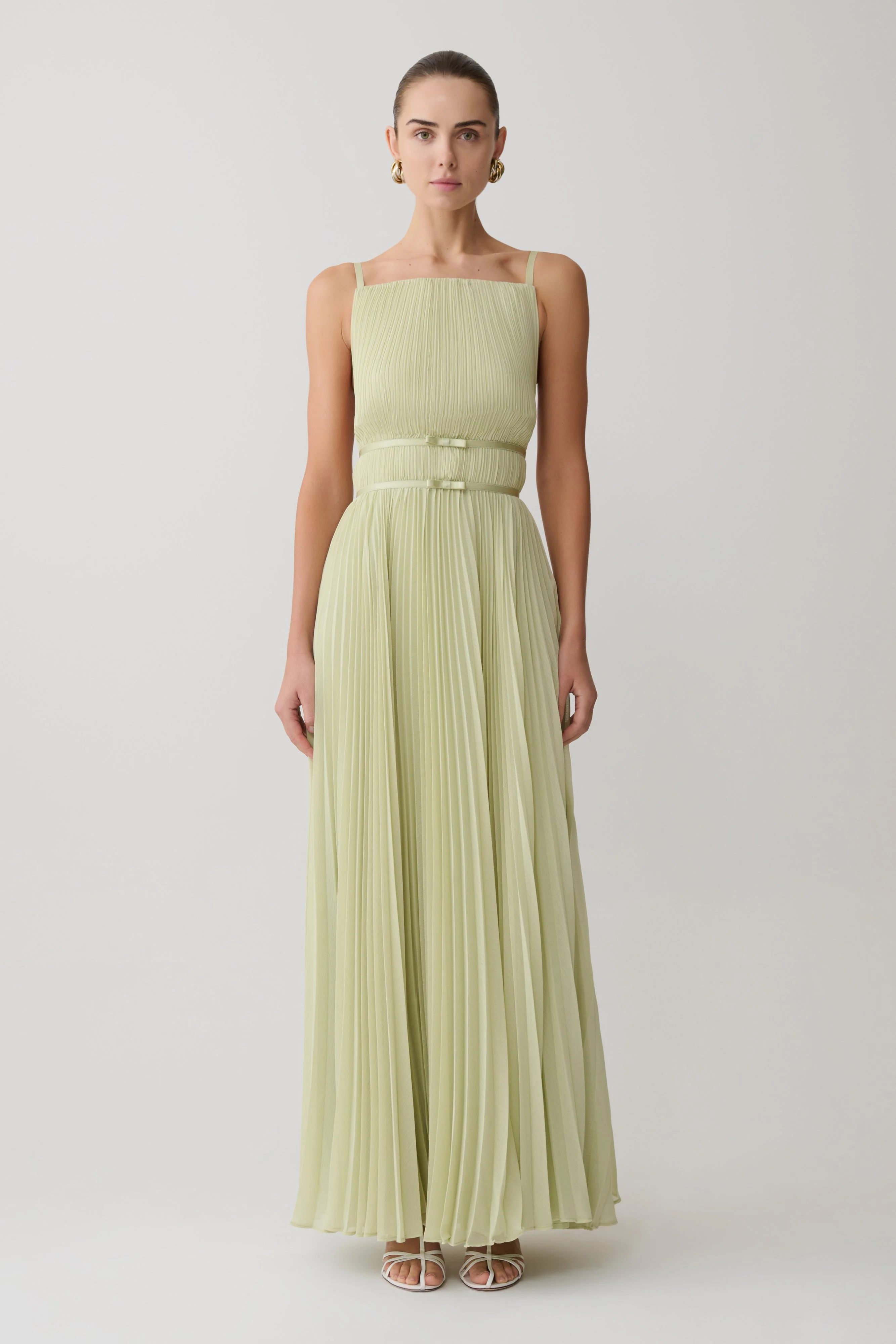 Clarisse Pleated Maxi Dress - Sage - Image 2
