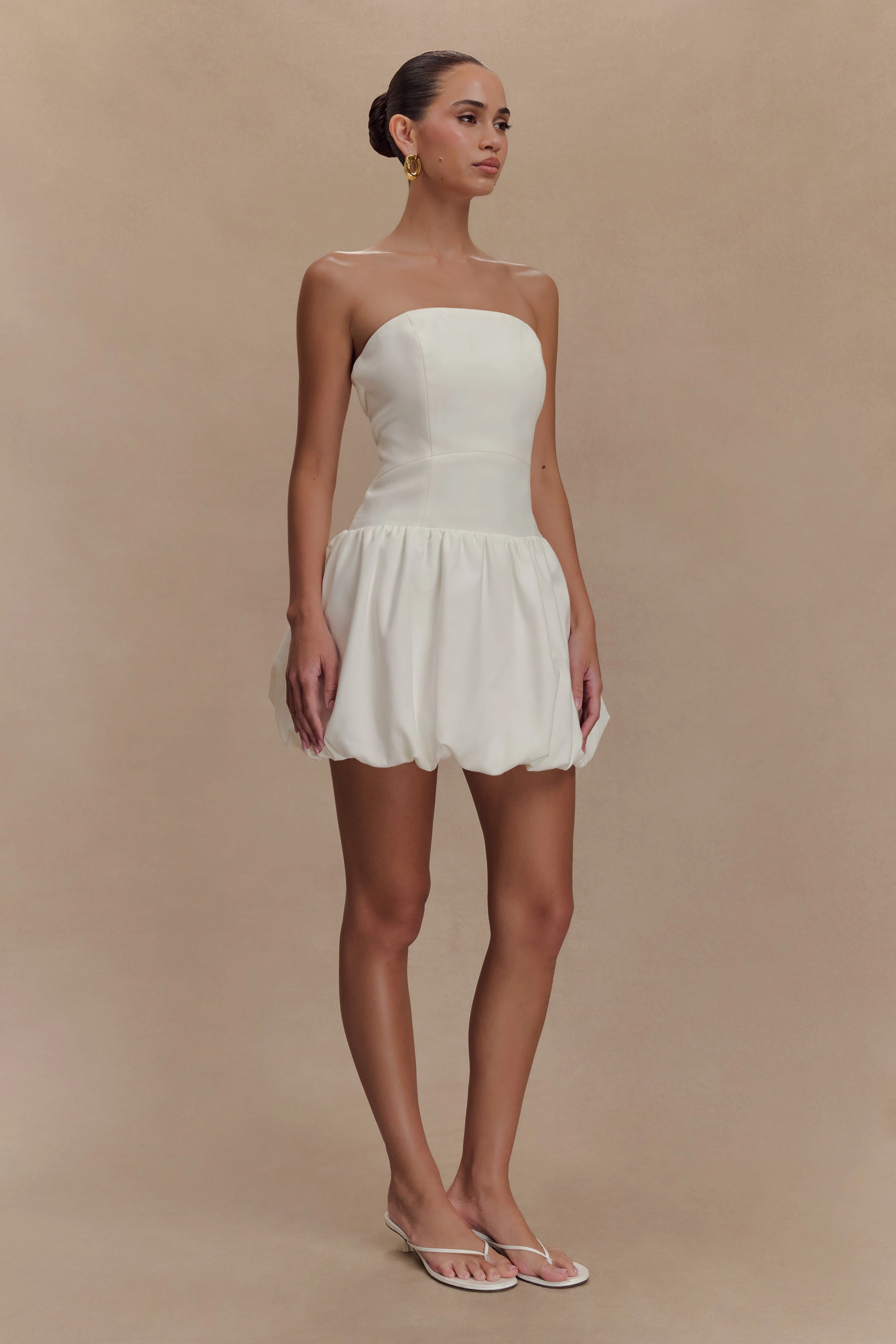 Clementina Strapless Bubble Mini Dress - White - Image 6