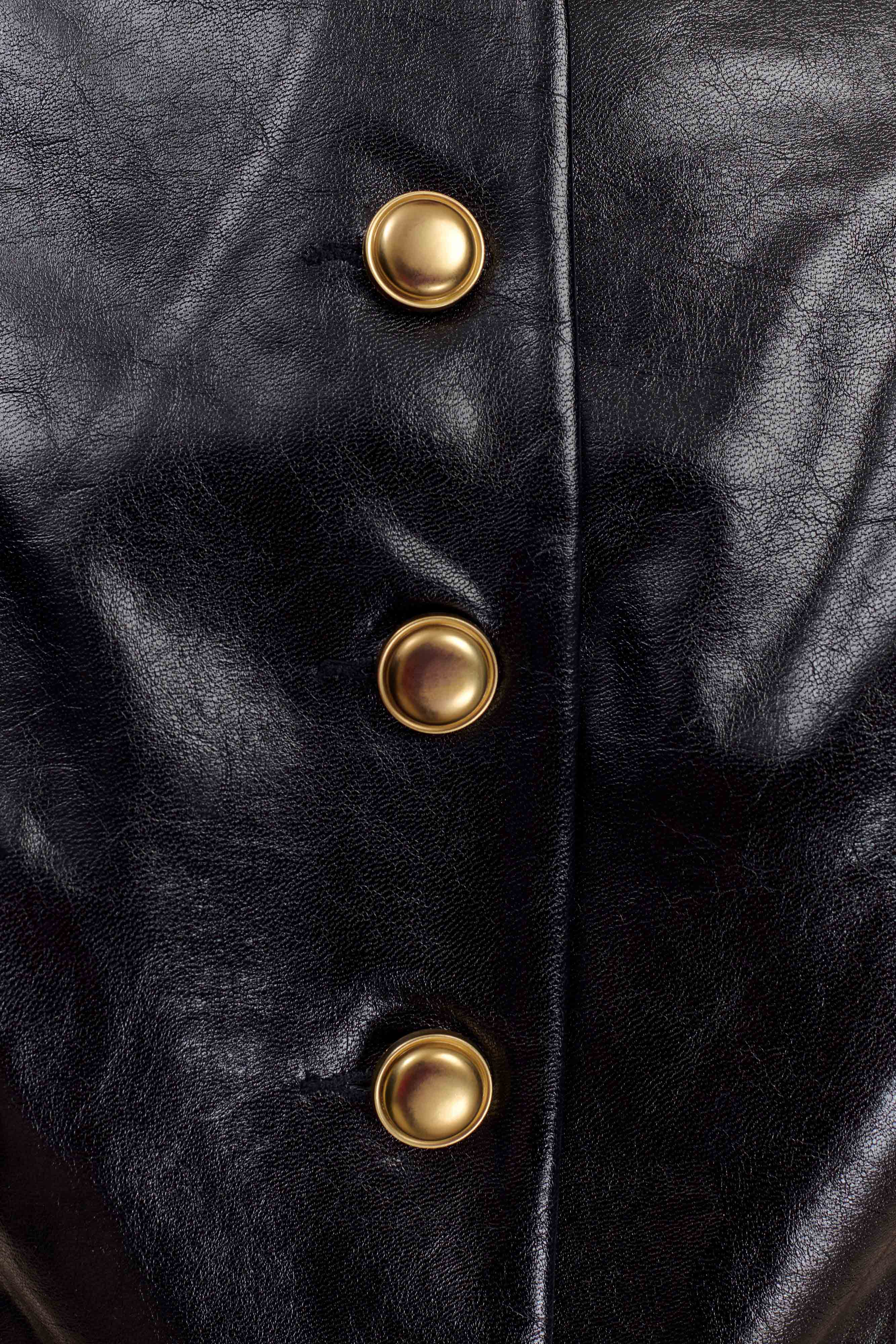 Coralia Faux Leather Sleeveless Vest - Black - Image 8