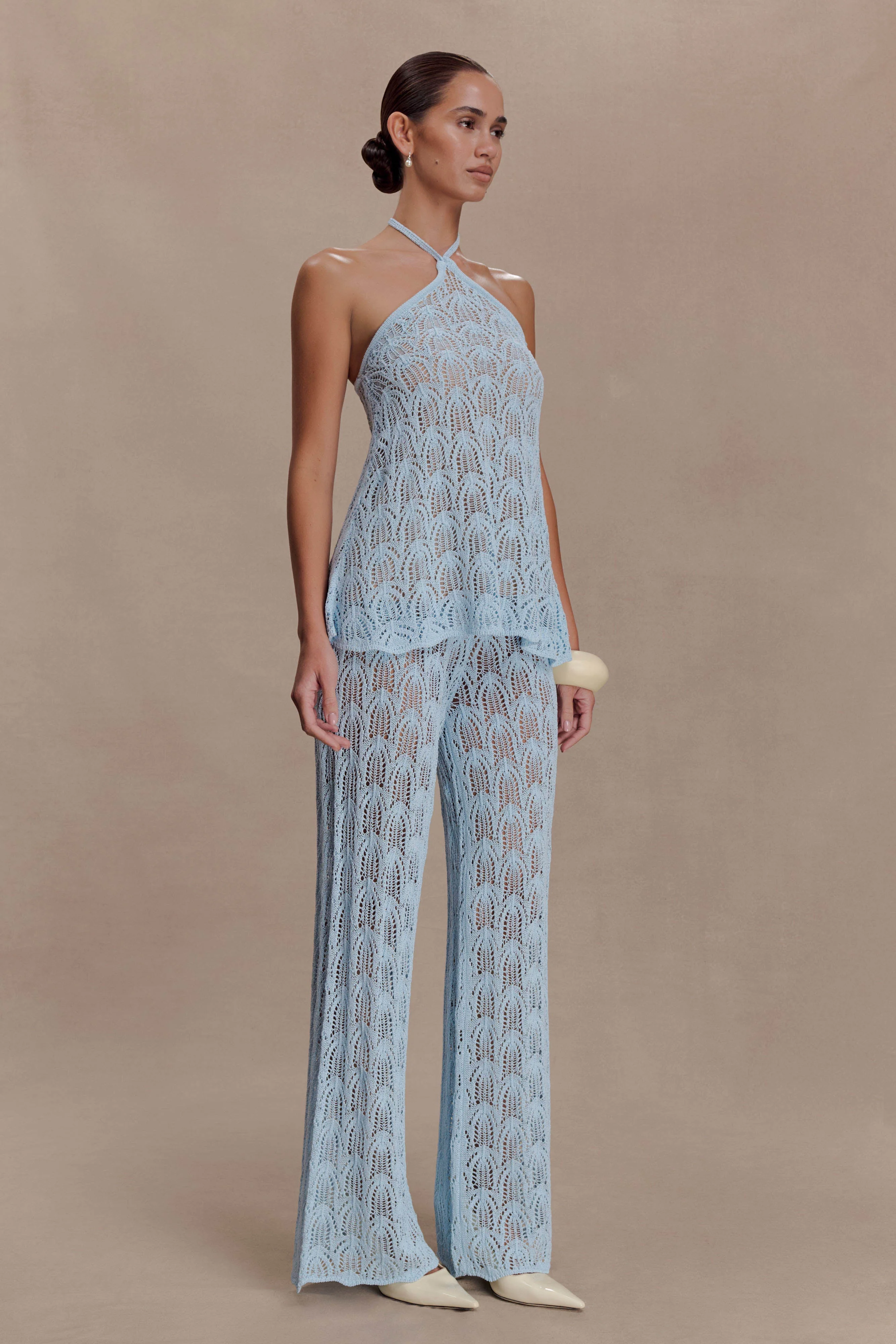 Corey Crochet Halter Neck Top - Light Blue - Image 4