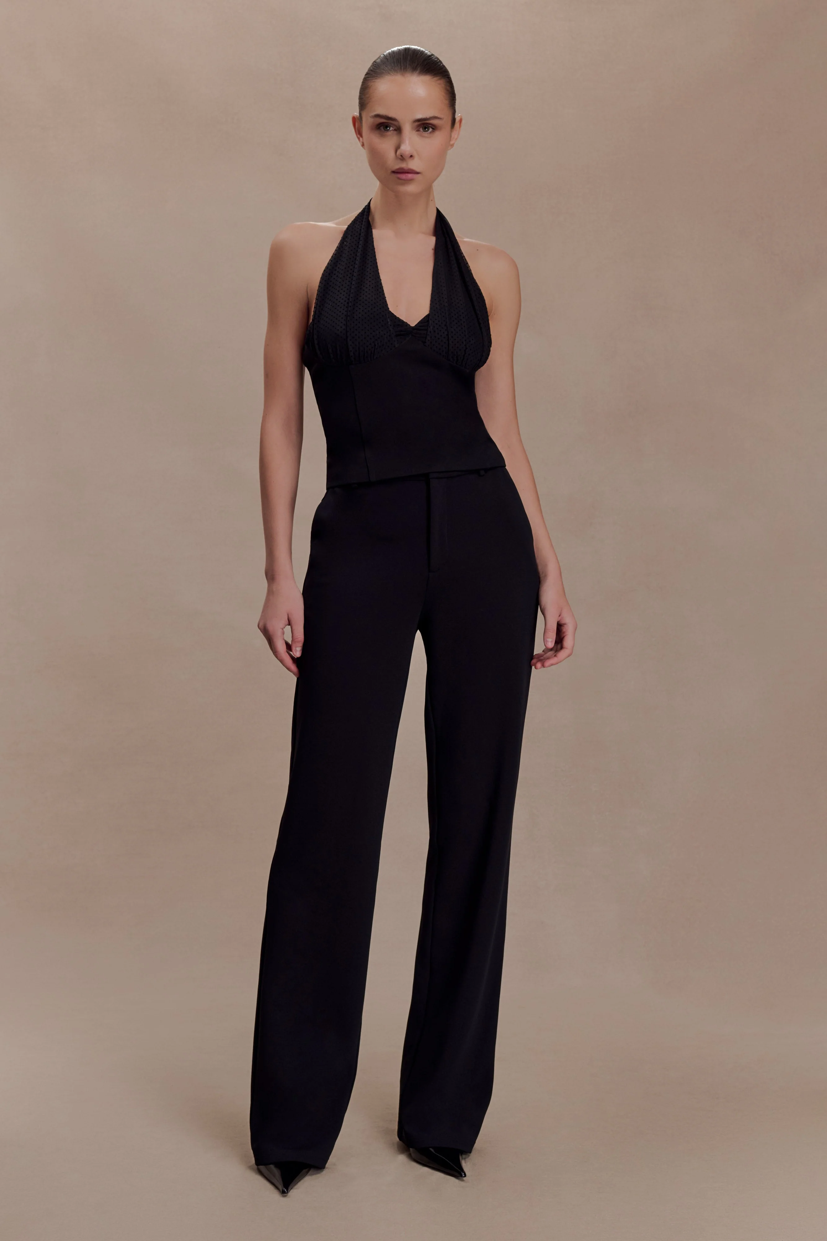 Cressida Crepe Halter Top - Black - Image 2