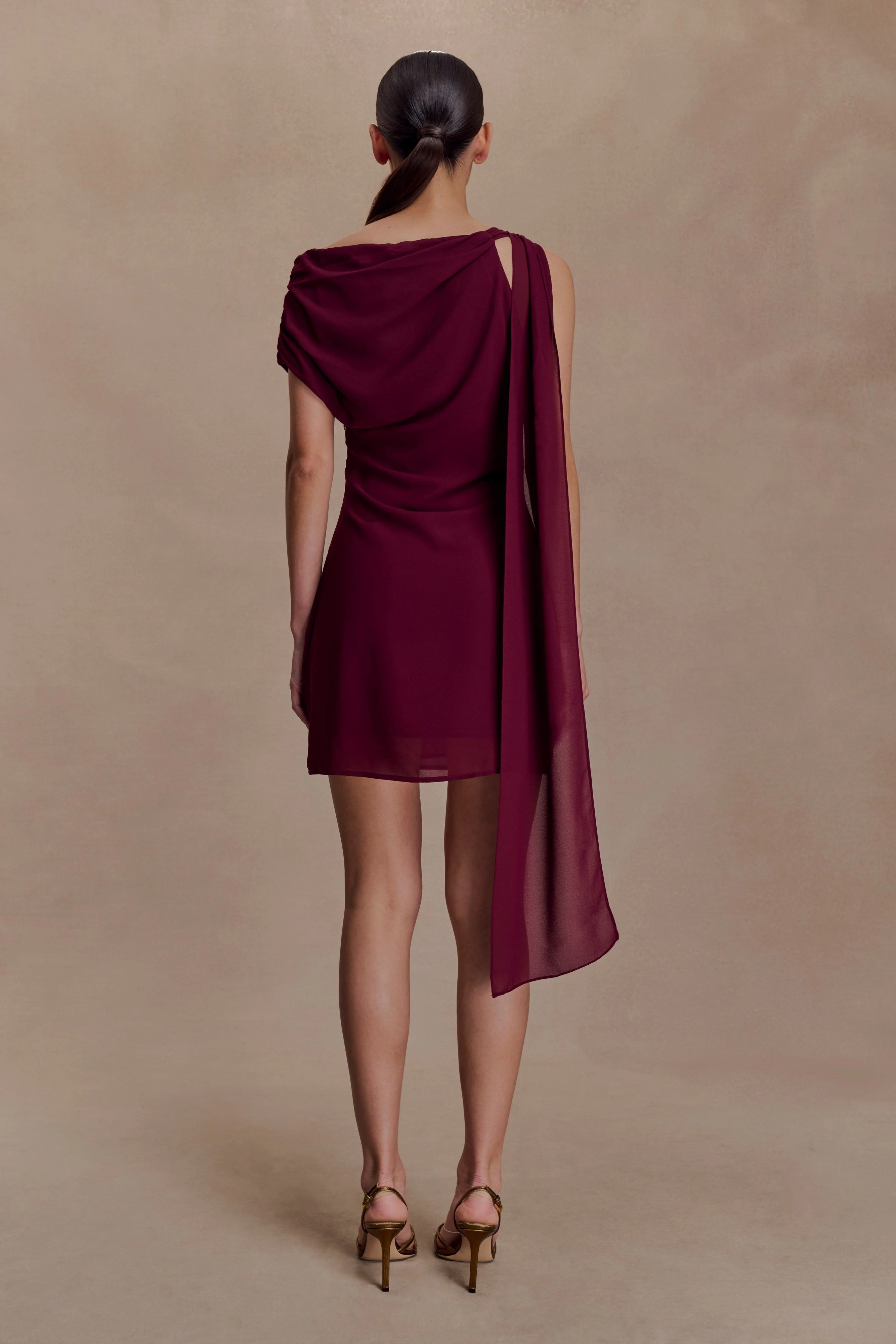 Daisie Chiffon Mini Dress - Wine - Image 6