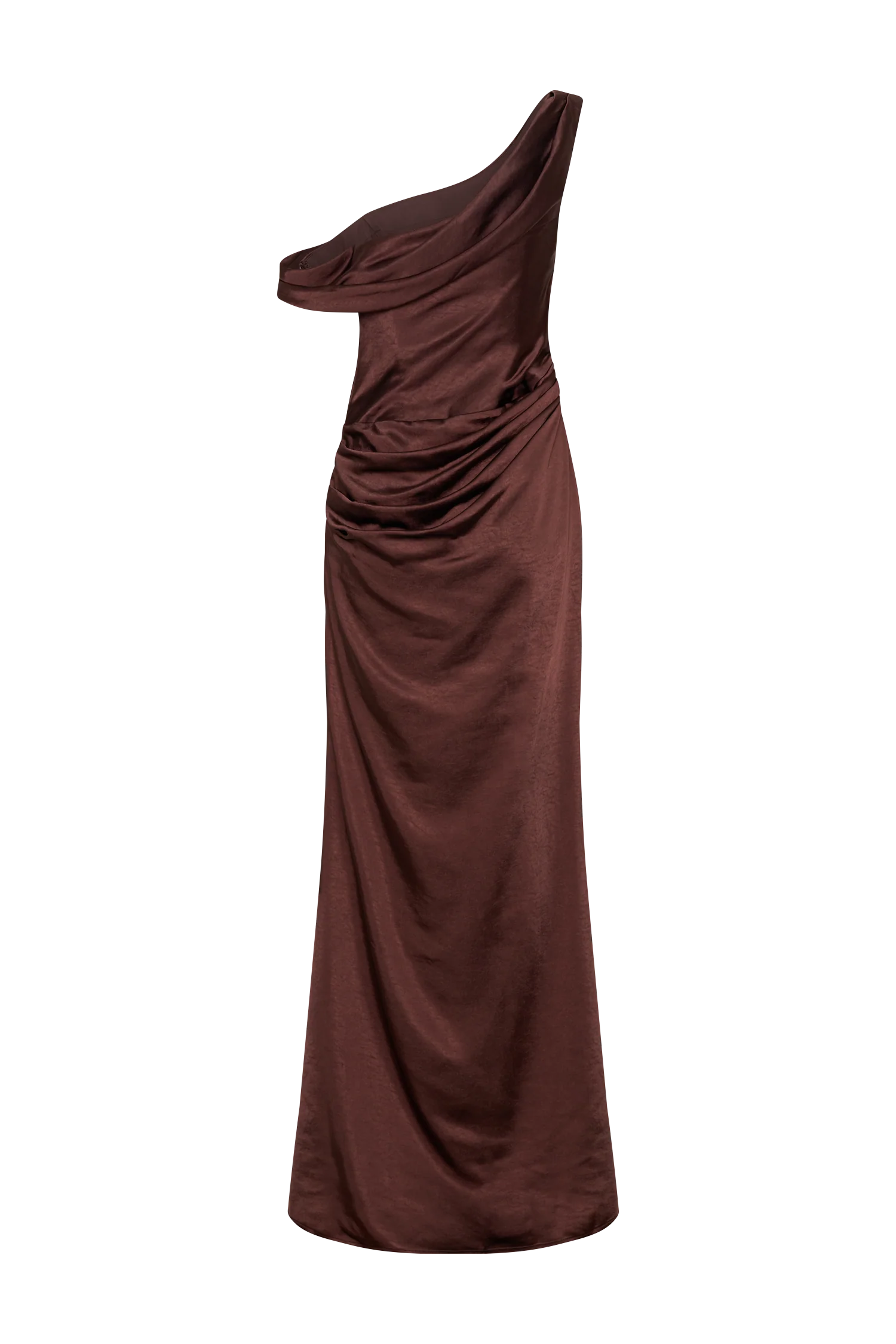 Dalia Off Shoulder Satin Maxi Dress - Dark Chocolate - Image 13