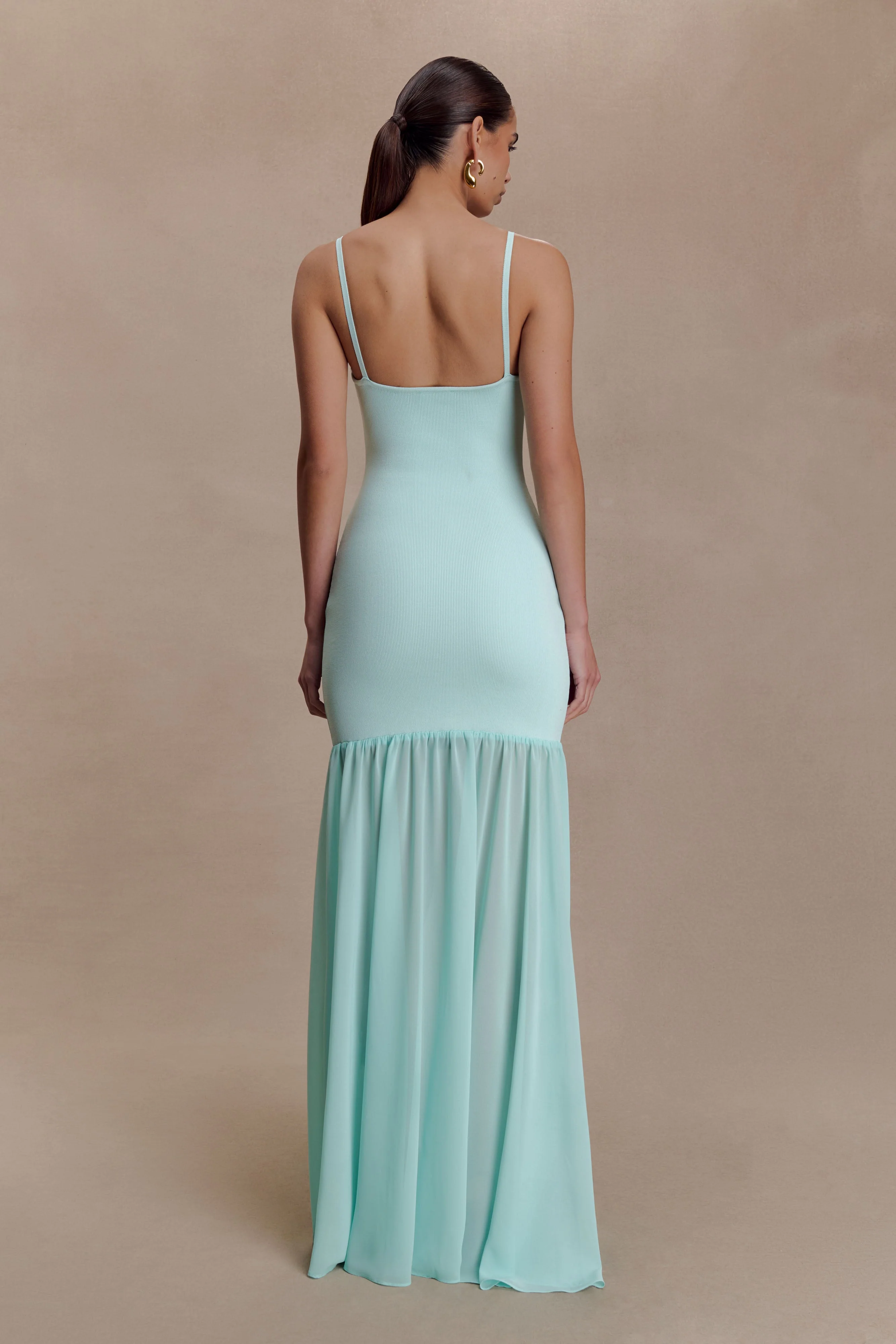 Deanne Bandage And Chiffon Knit Maxi Dress - Blue - Image 2
