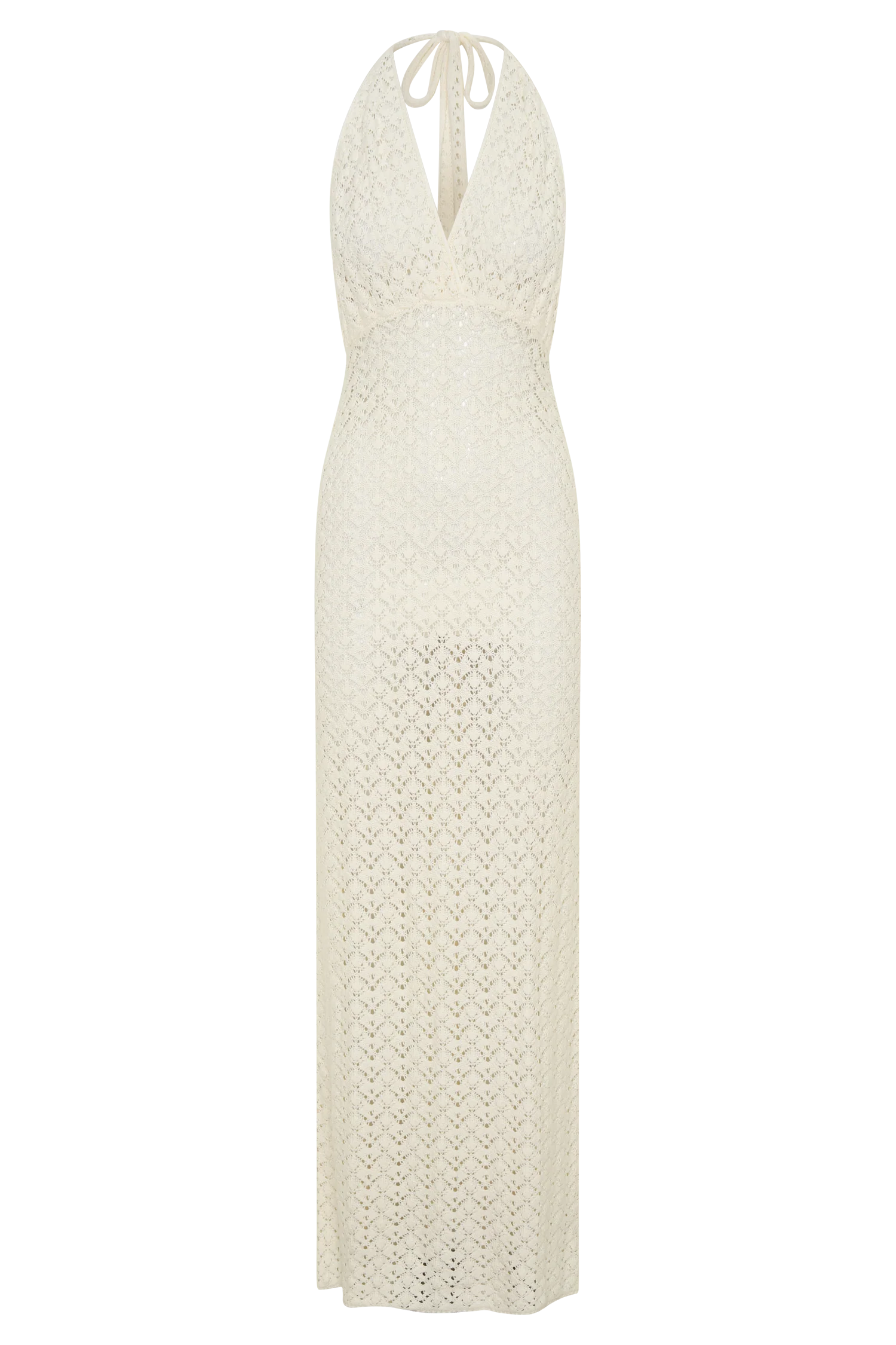 Deeliah Halterneck Crochet Maxi Dress - Ivory - Image 9