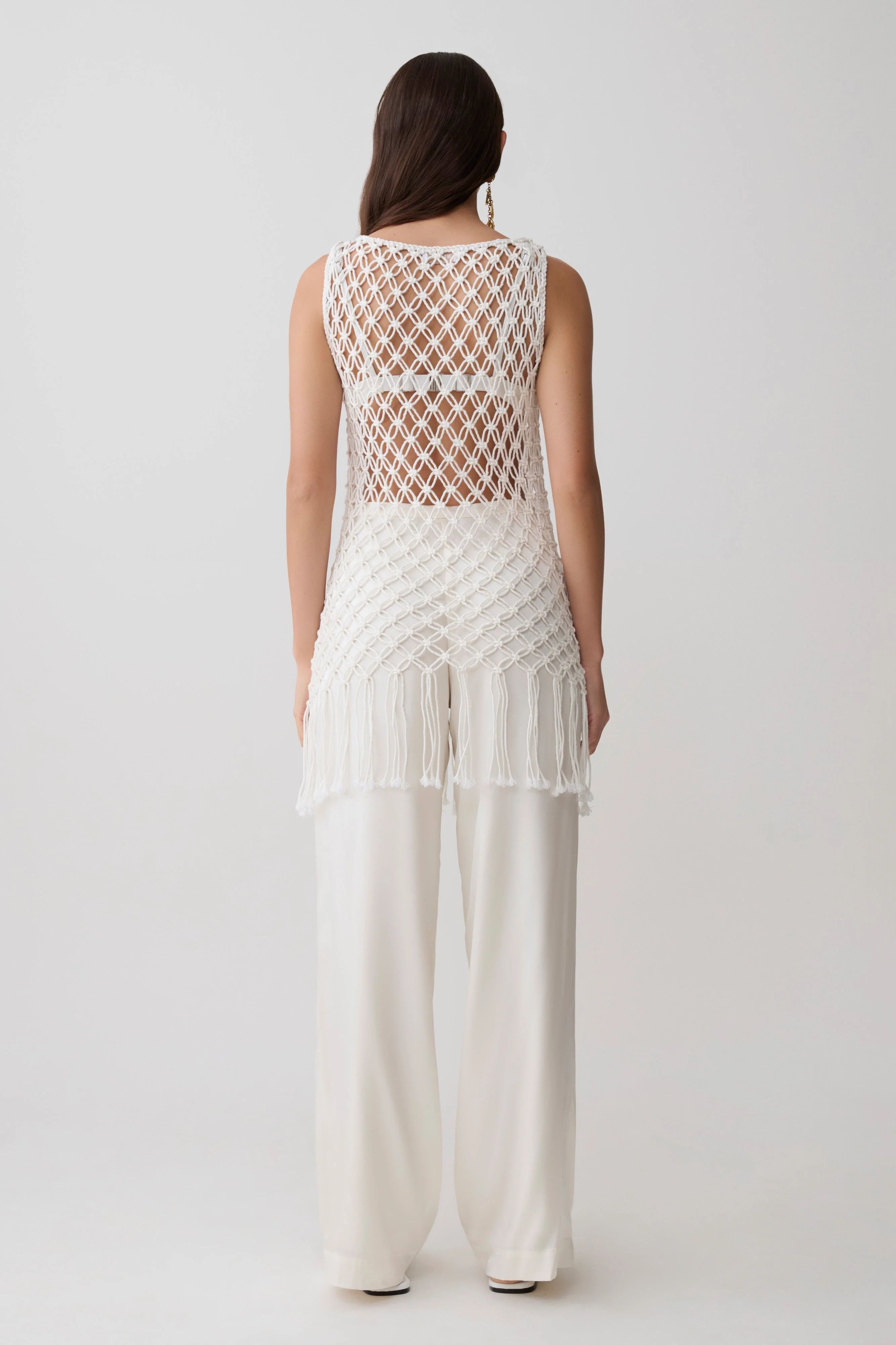 Devlin Macrame Tassel Mini Dress - Ivory - Image 5