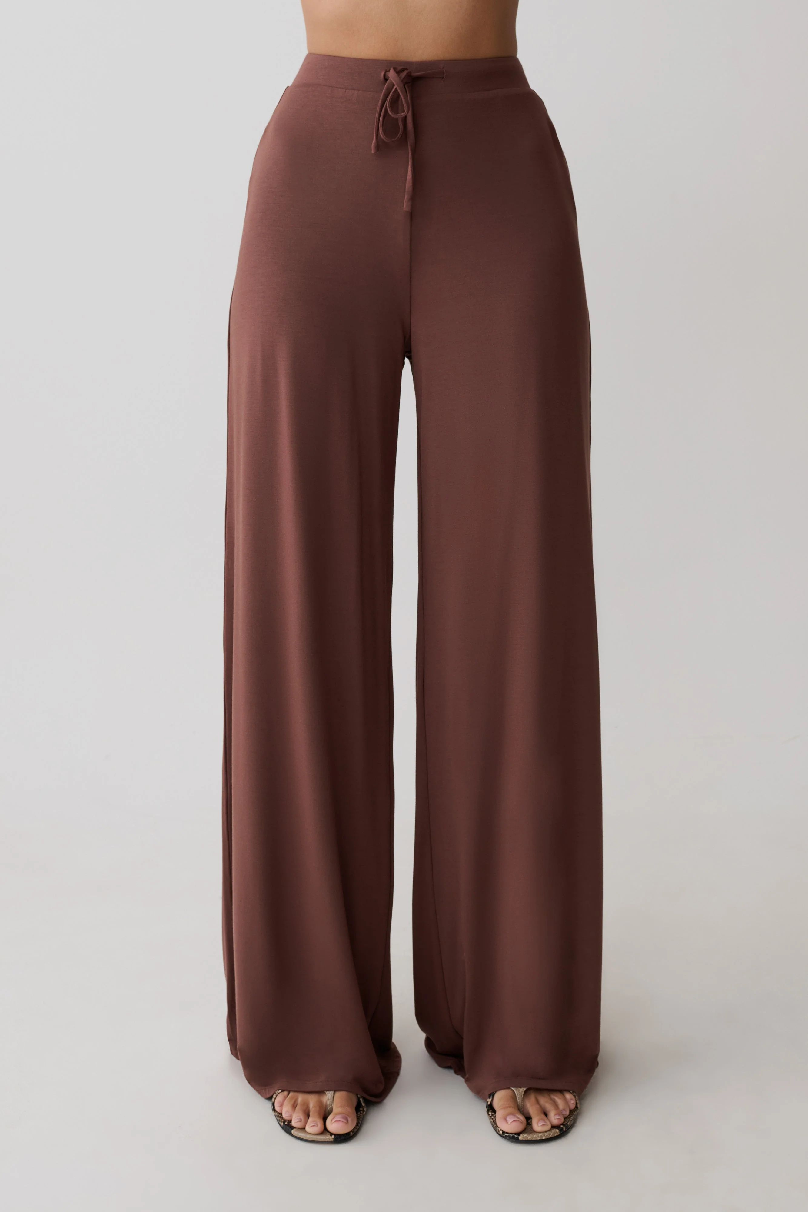 Dewi Wide Leg Modal Pants - Chocolate - Image 5