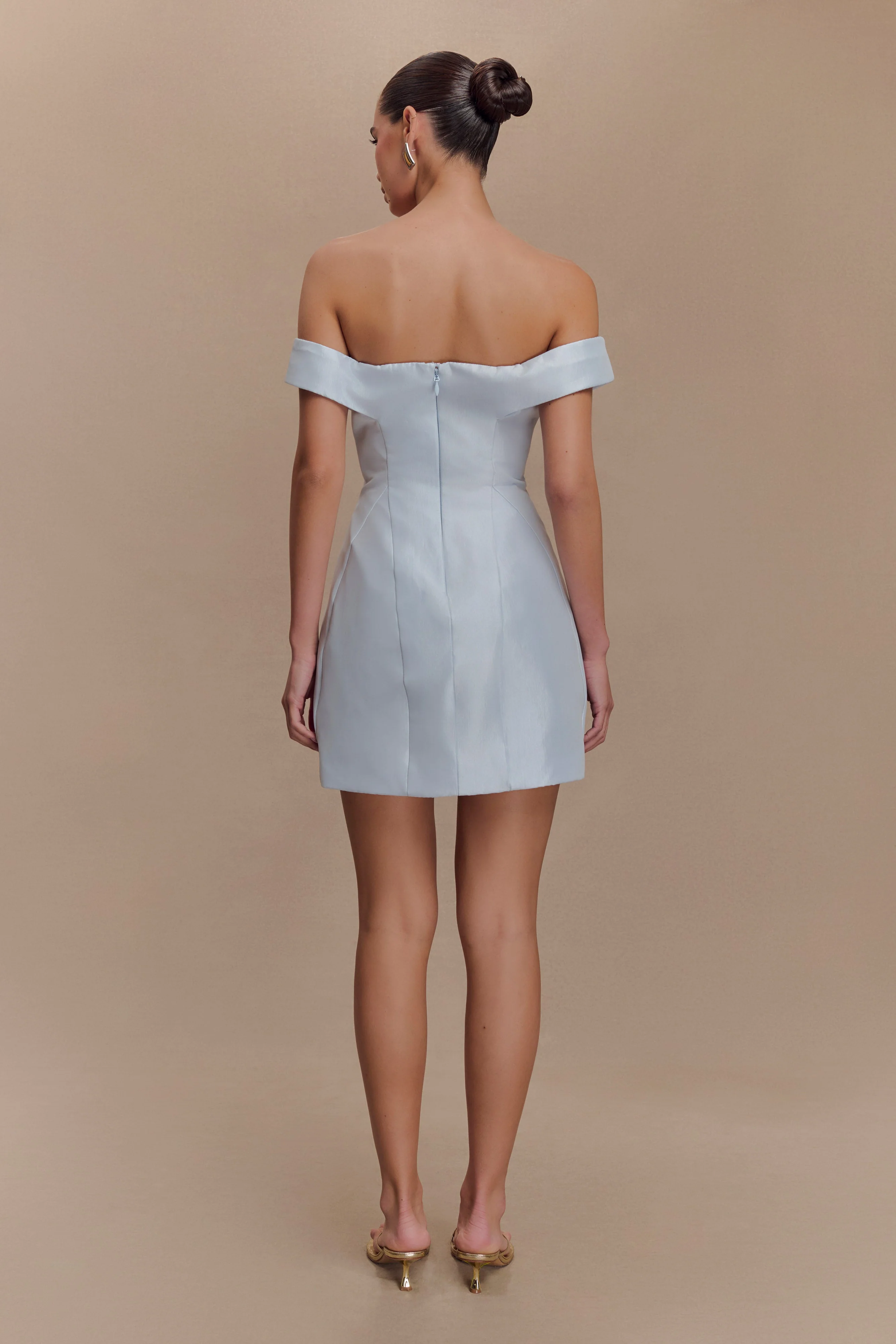 Diana Off Shoulders Mini Dress - Powder Baby Blue - Image 5
