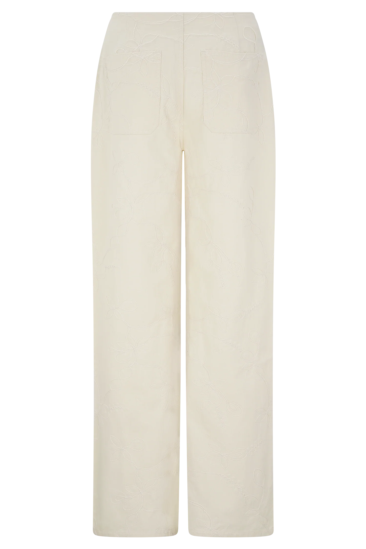 Ebony Embroidered Denim Jeans - Cream - Image 8