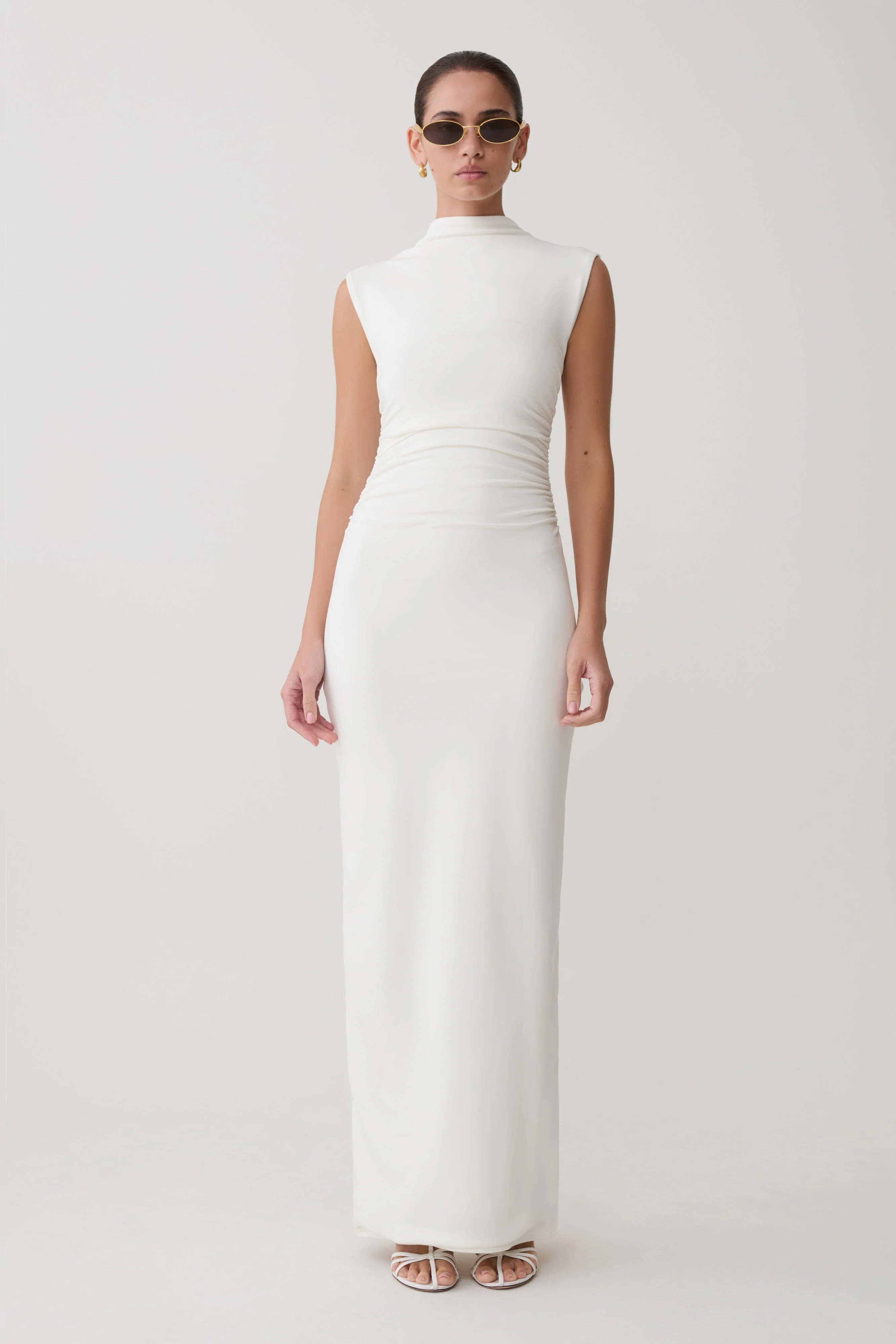 Elliot High Neck Sleeveless Maxi Dress - White - Image 4