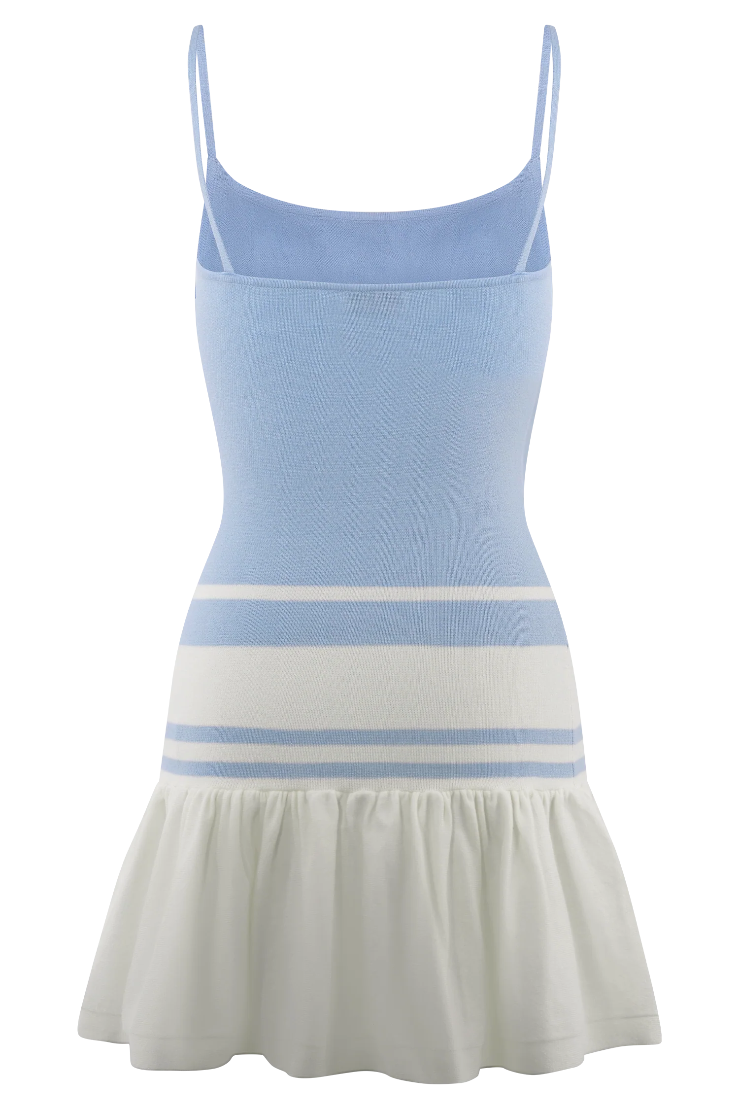 Ellison Contrast Knit Mini Dress - Blue/White - Image 6