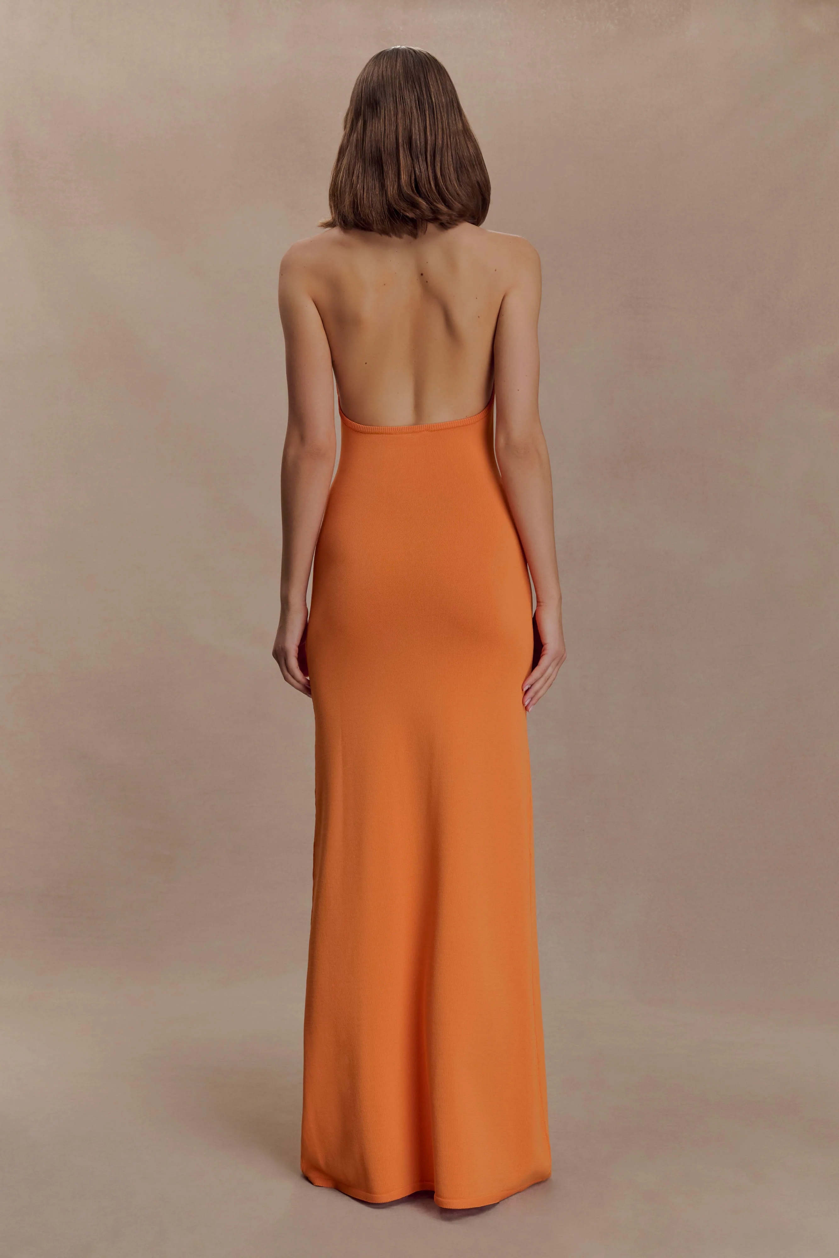 Elma Halter Knit Maxi Dress - Orange - Image 2