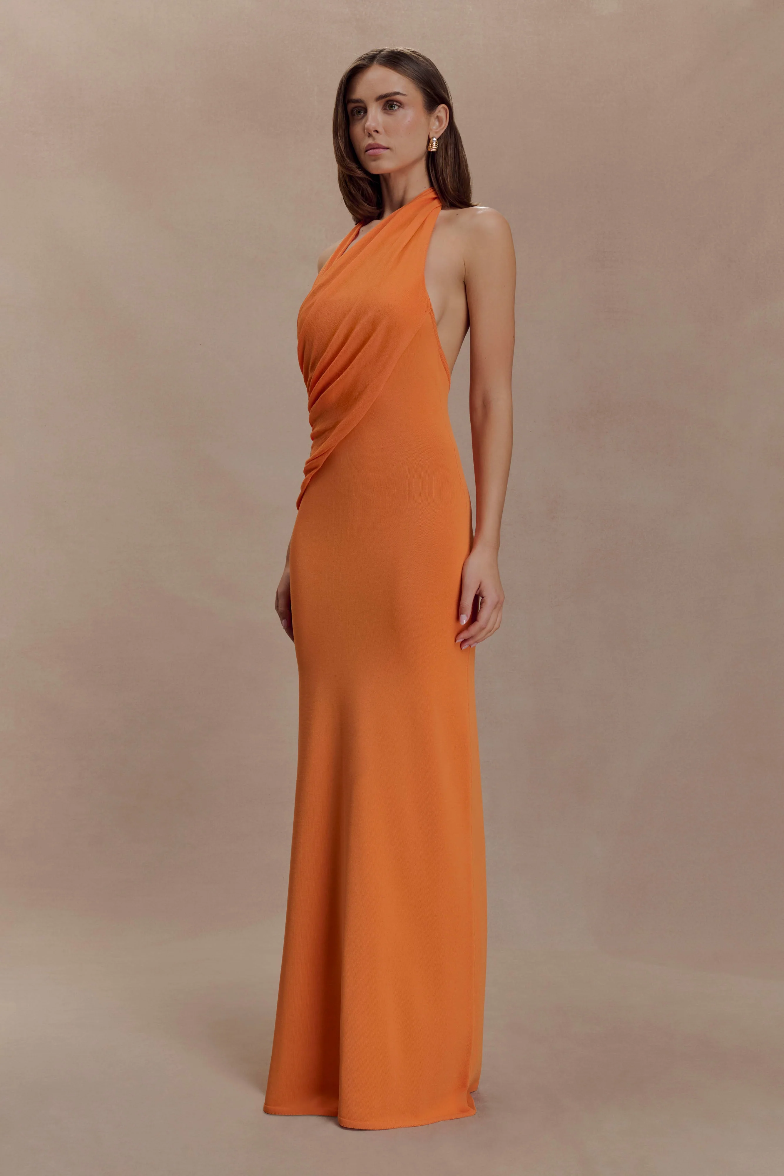 Elma Halter Knit Maxi Dress - Orange - Image 3